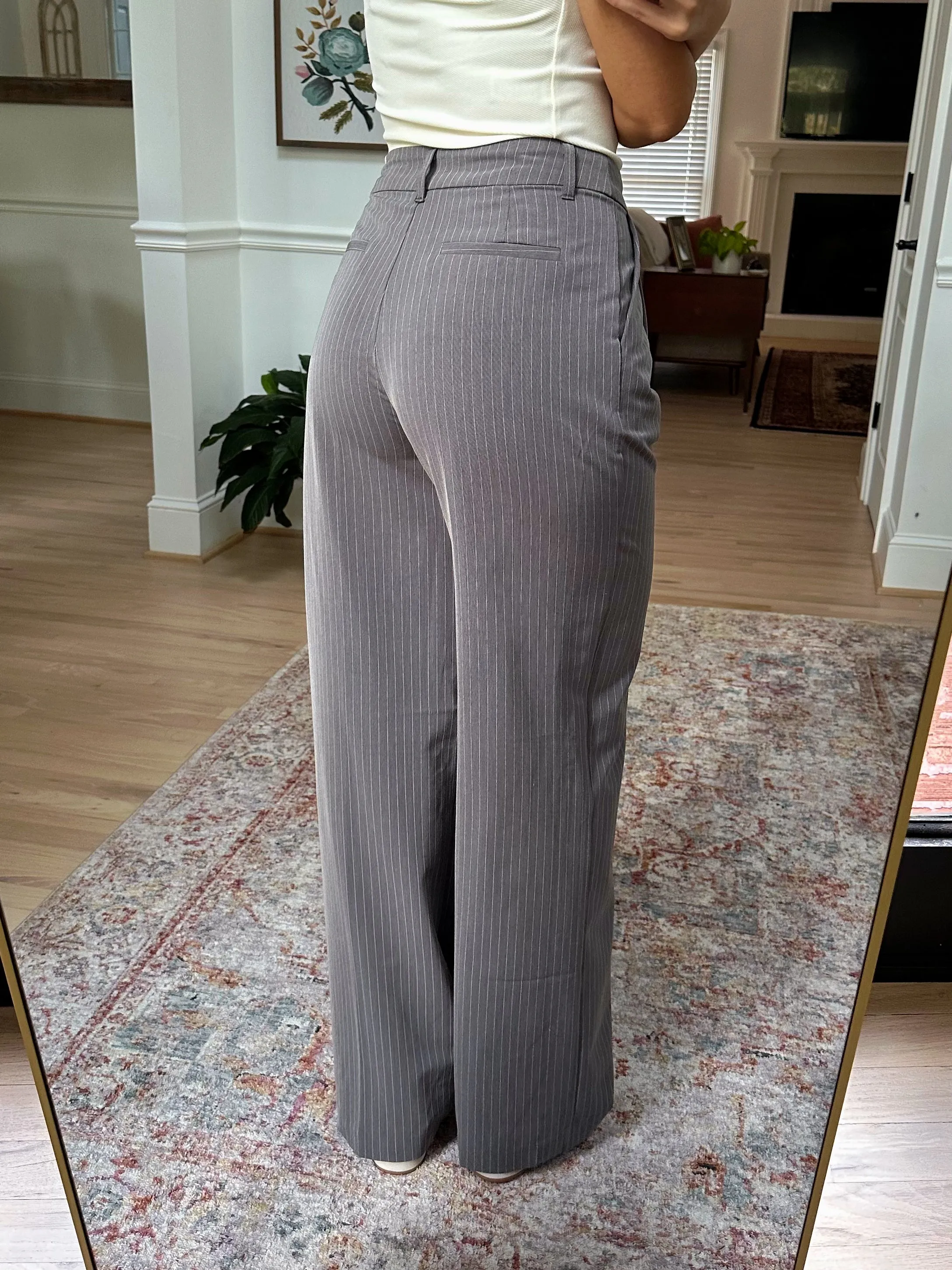 Grey Pinstripe Blazer & Trousers Set