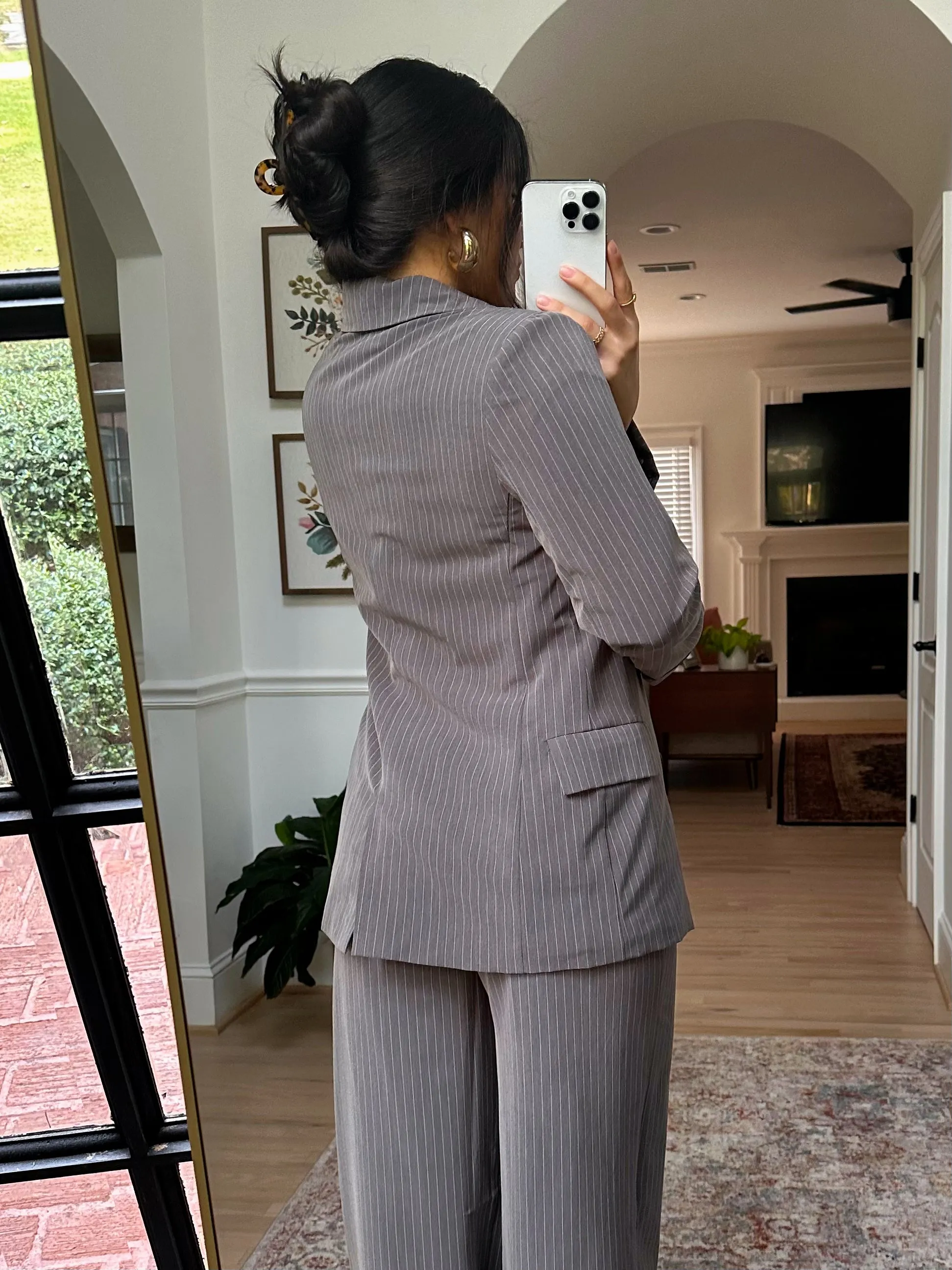Grey Pinstripe Blazer & Trousers Set