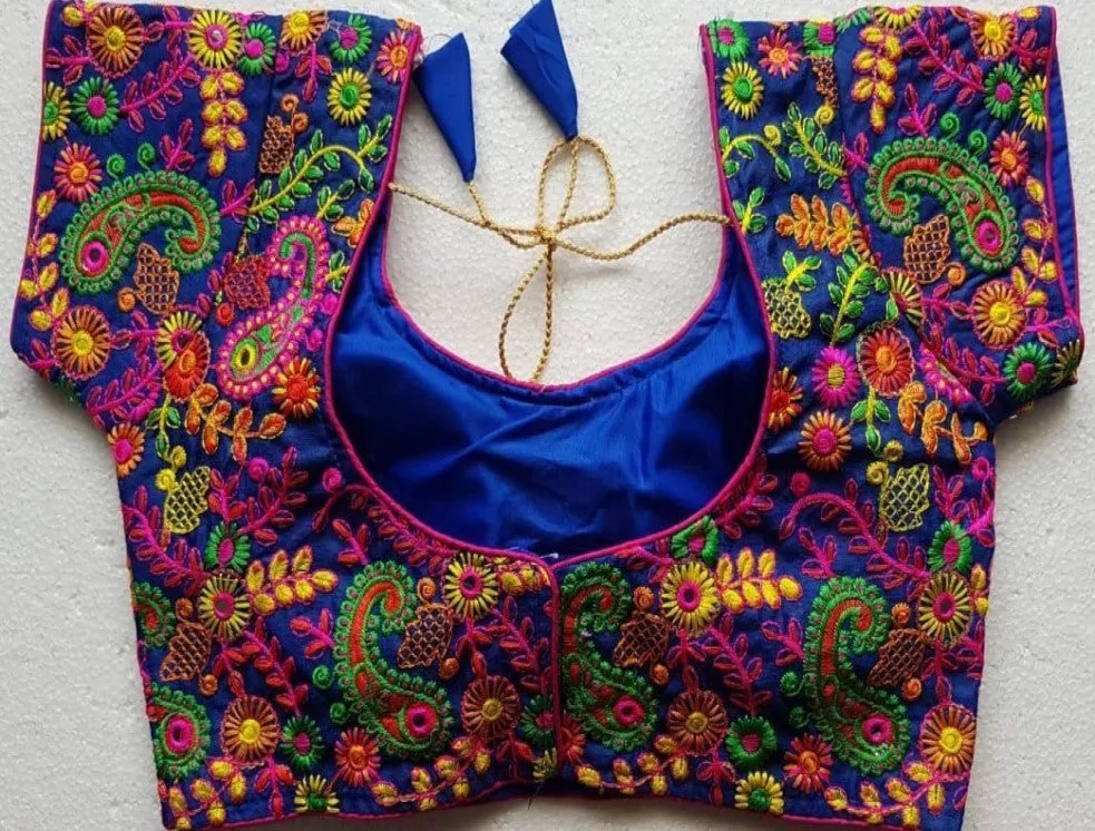 Heavy  Benglory Cotton Blouse with Kachhi embroidery work in womenfashion-wedding outfit