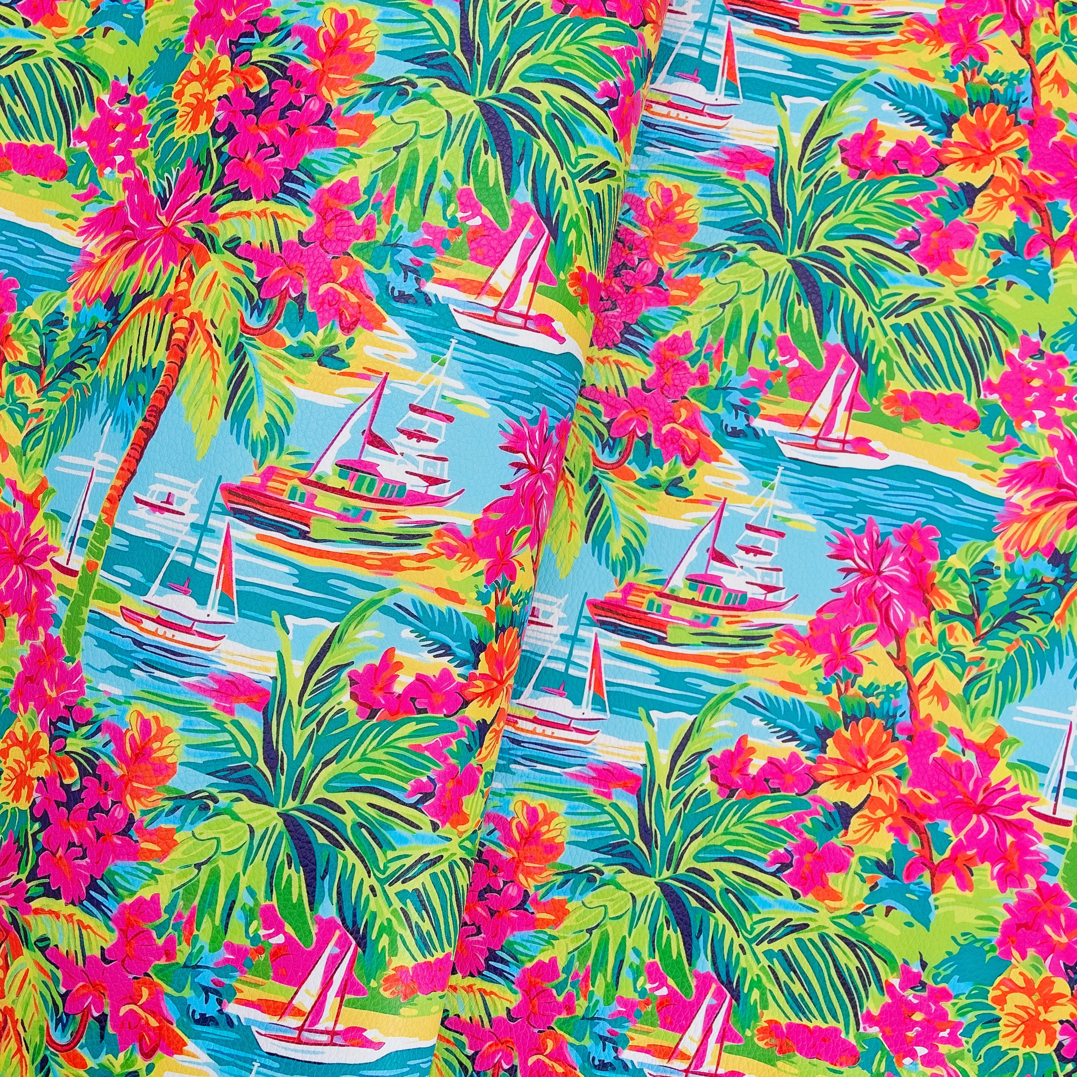 Hibiscus Harbor Printed Vinyl 18" x 53" Rolls | Pebble Texture