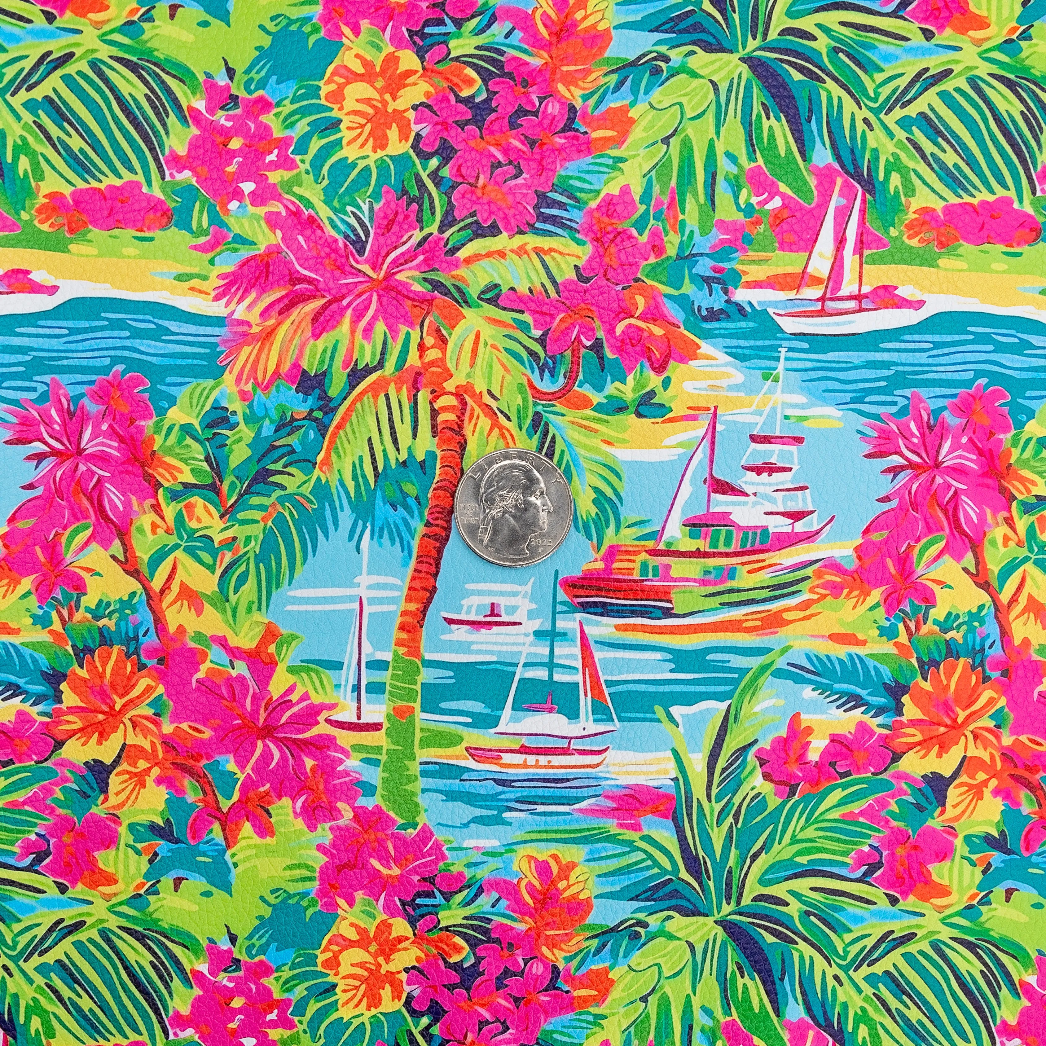 Hibiscus Harbor Printed Vinyl 18" x 53" Rolls | Pebble Texture