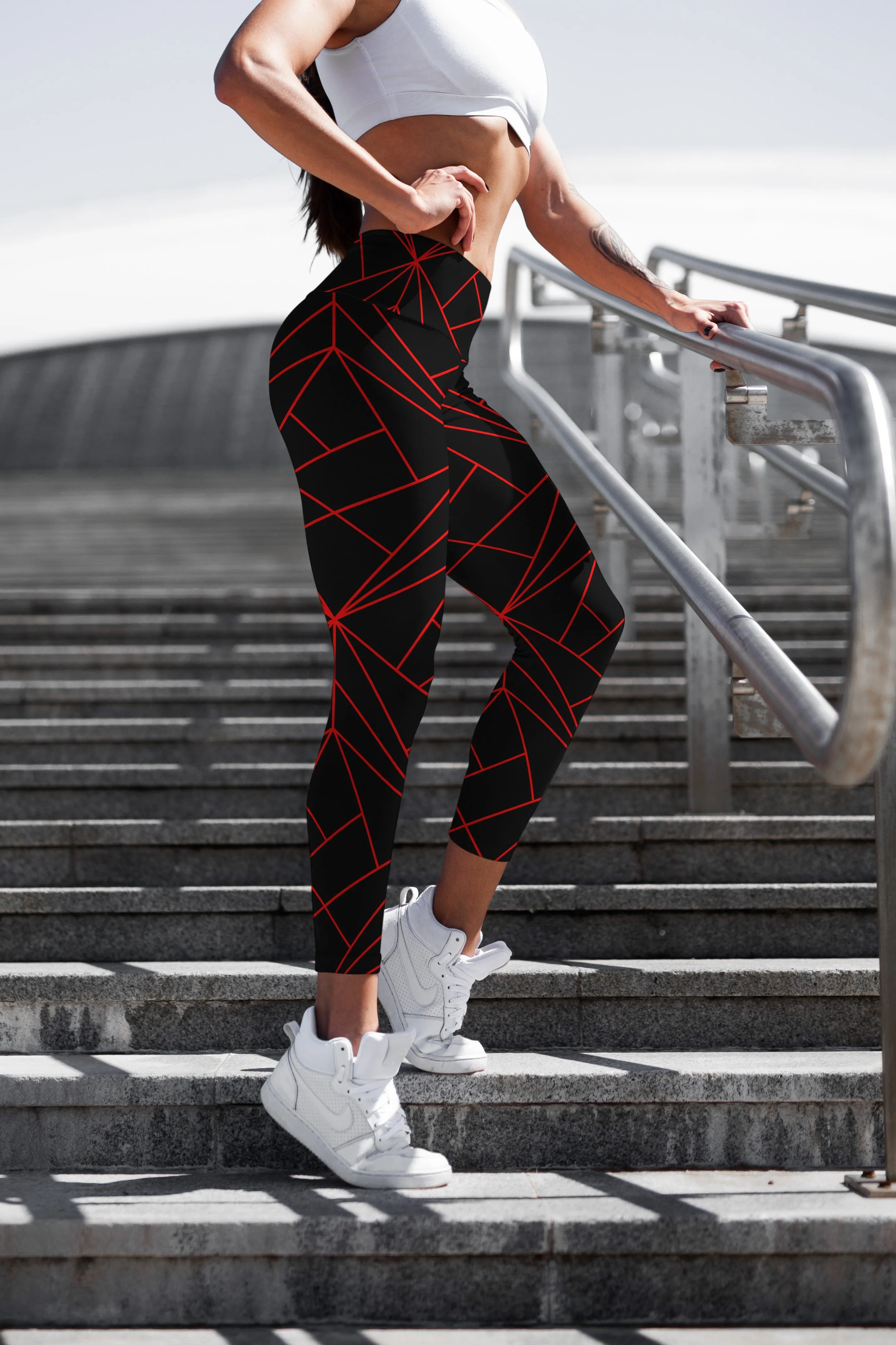 High Waist Geometry Capris