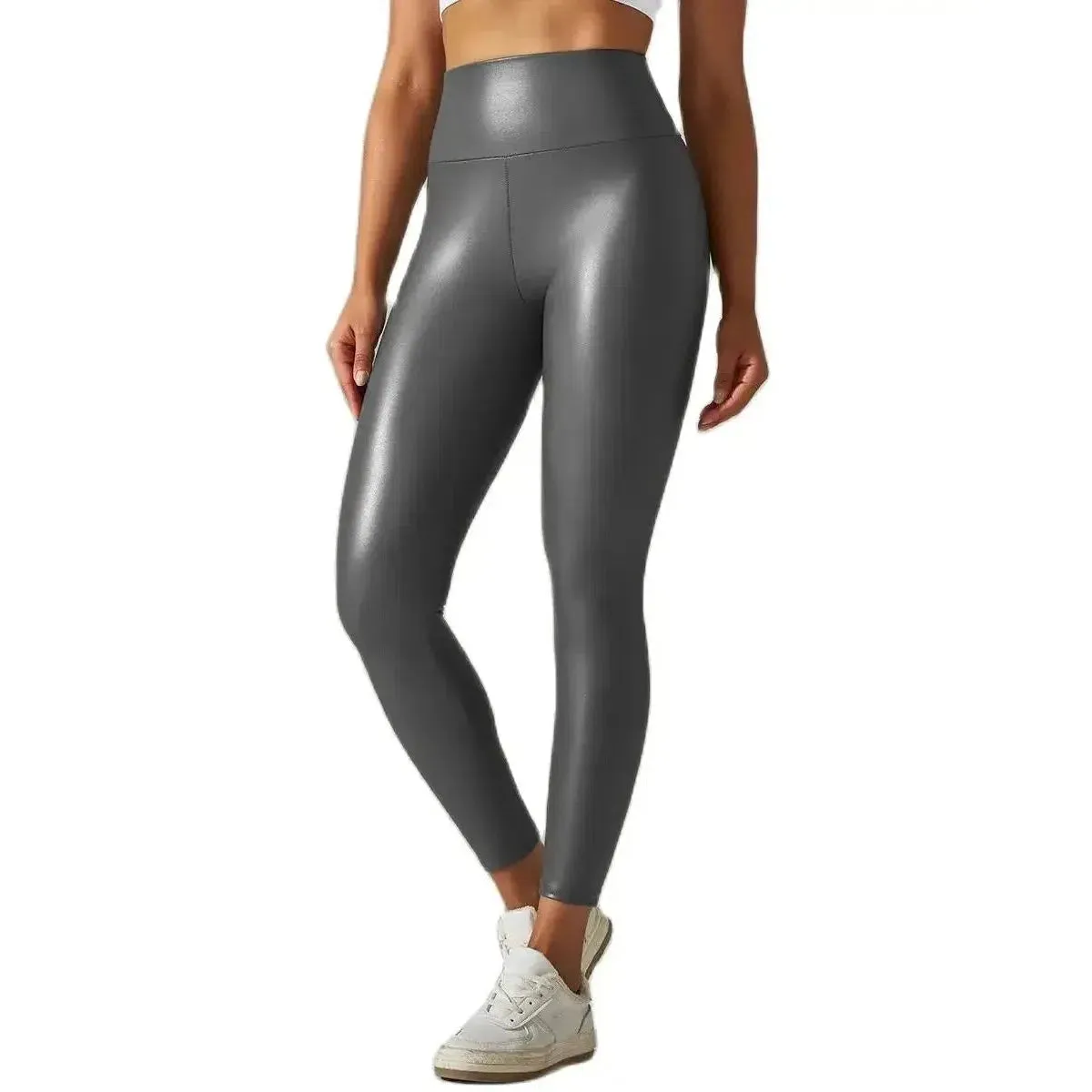 High Waist Zipper Pu Leggings For Women Black Sexy Booty Stretch Pants