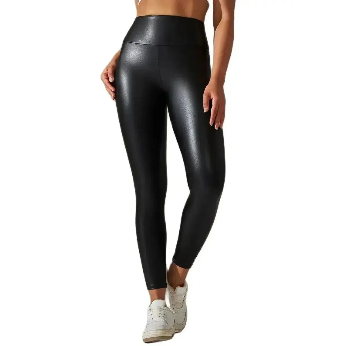 High Waist Zipper Pu Leggings For Women Black Sexy Booty Stretch Pants