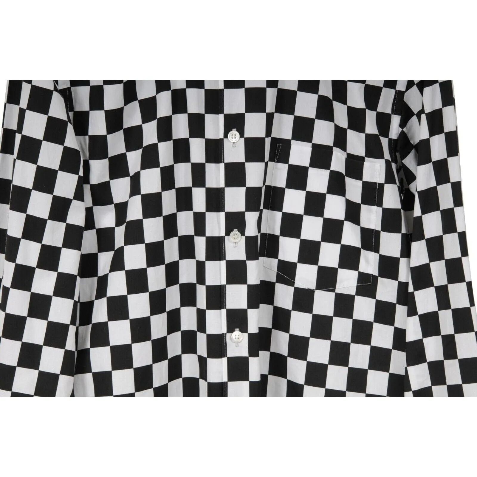 Homme Plus Mens Button Up Checkered Board Cut Out Shirt
