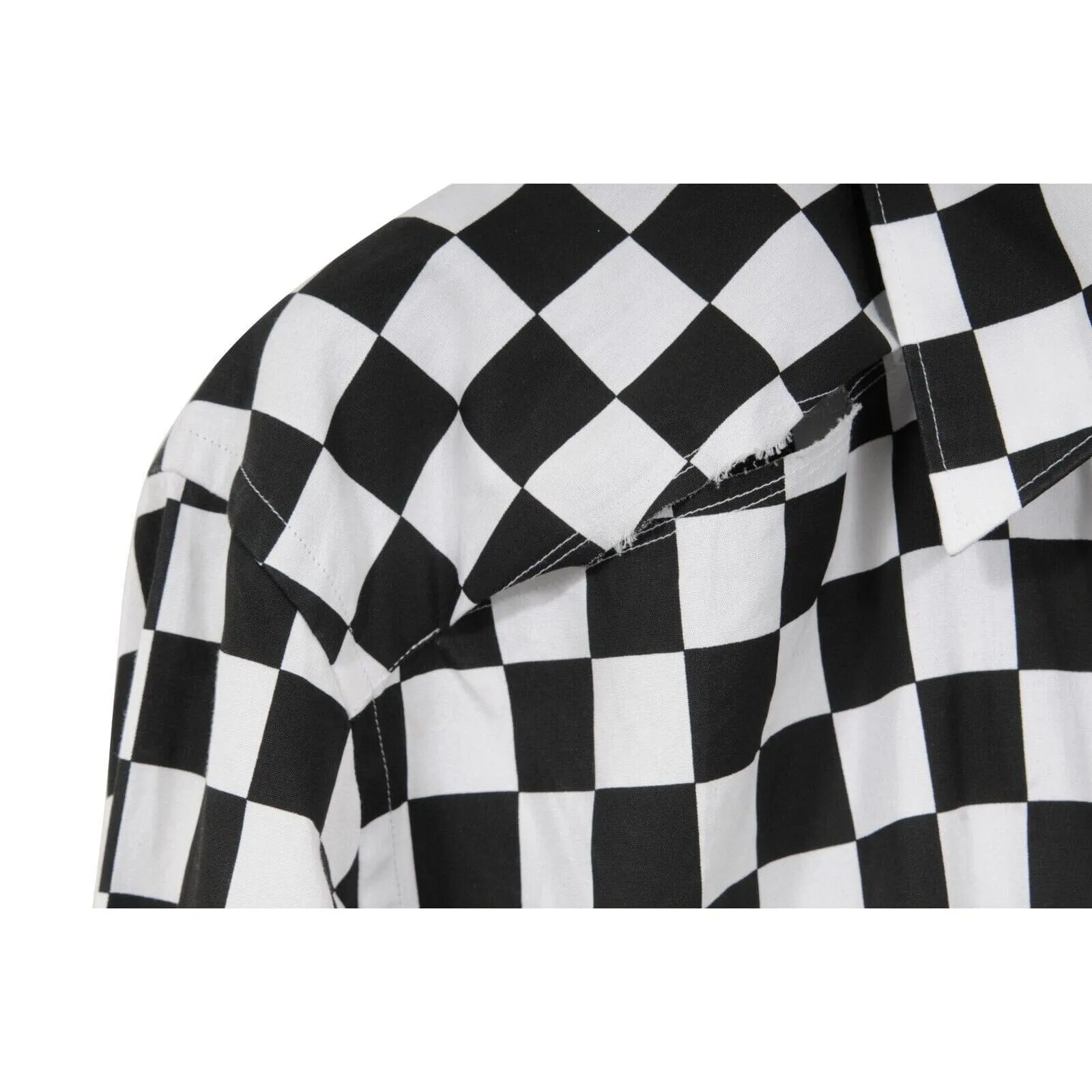 Homme Plus Mens Button Up Checkered Board Cut Out Shirt