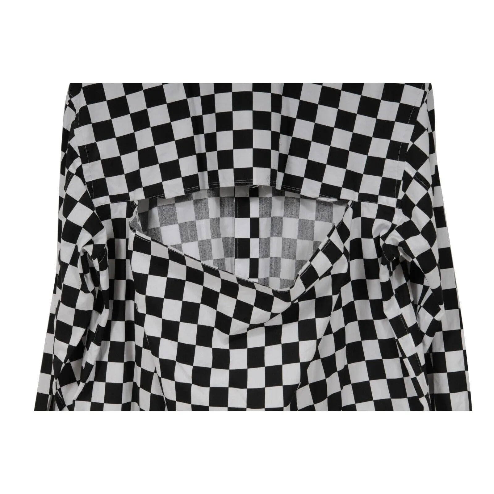 Homme Plus Mens Button Up Checkered Board Cut Out Shirt