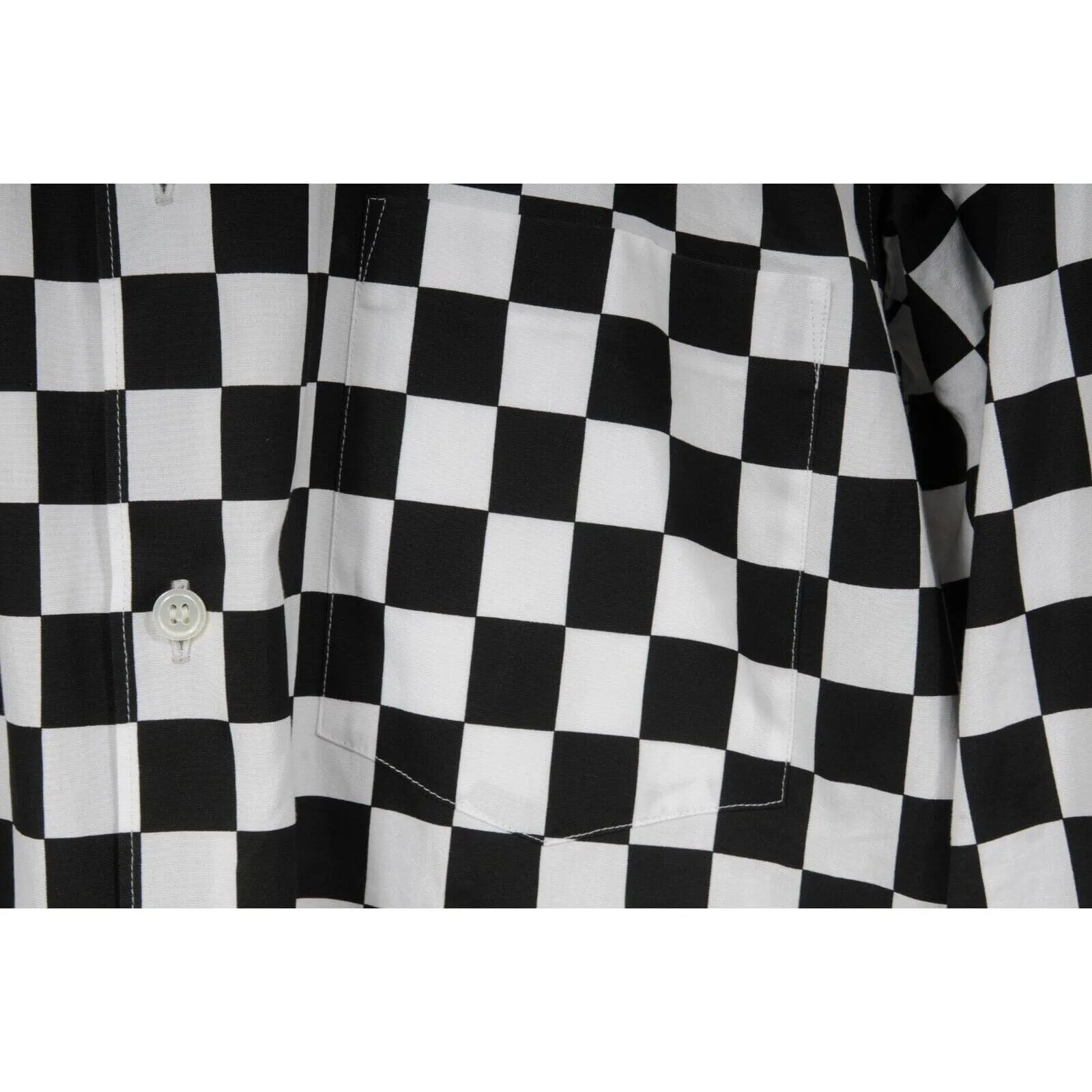Homme Plus Mens Button Up Checkered Board Cut Out Shirt
