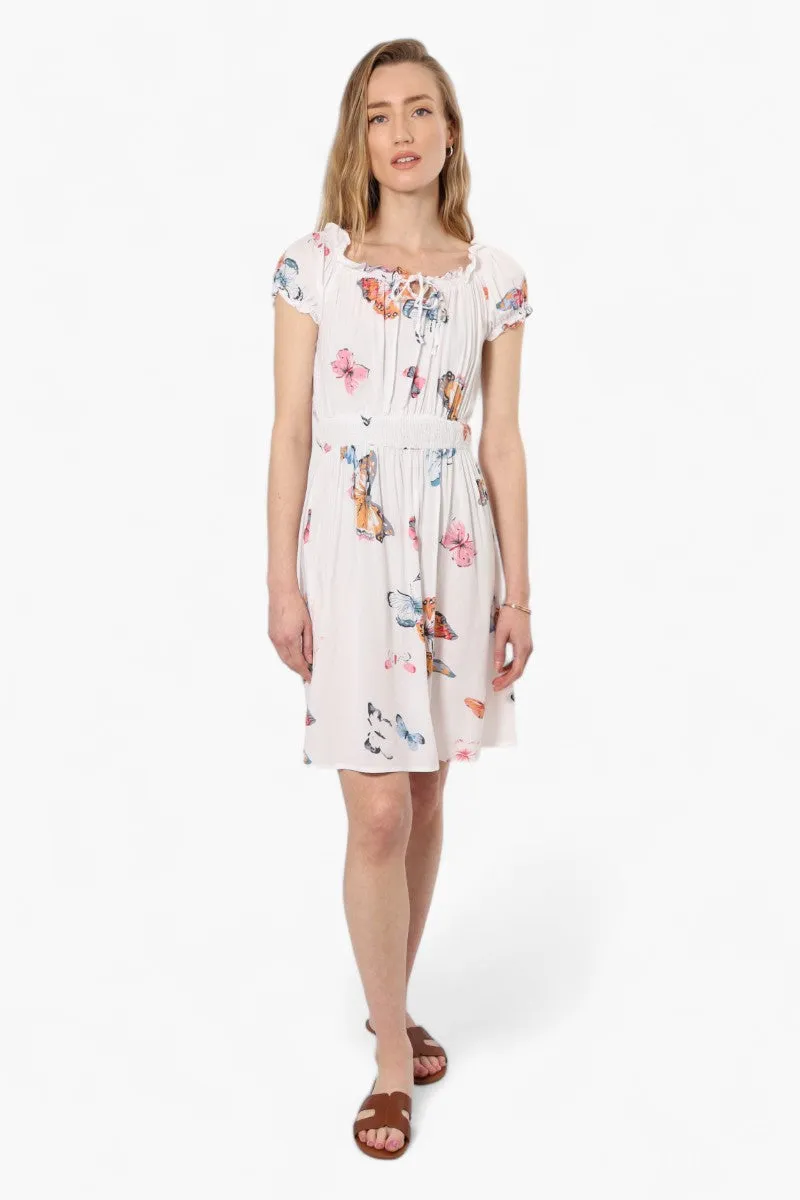 Impress Floral Cap Sleeve Day Dress - White
