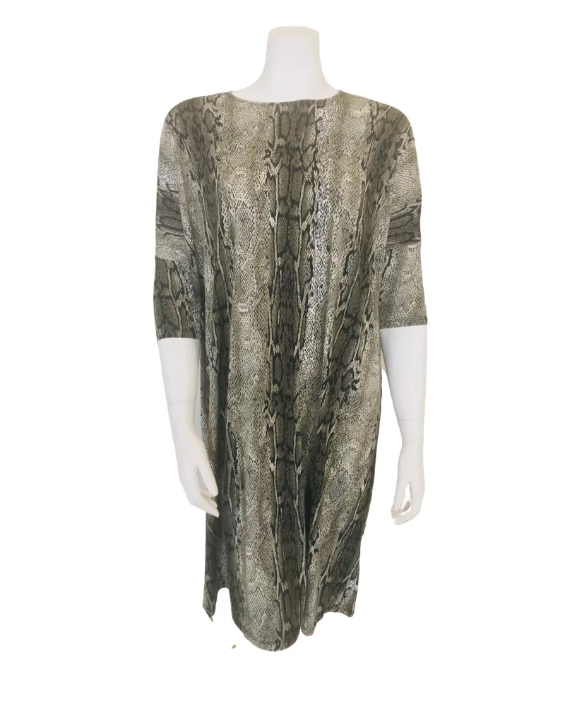 Jackie O`Loungewear Olive Snakeskin Print Swim Cover Up Dress