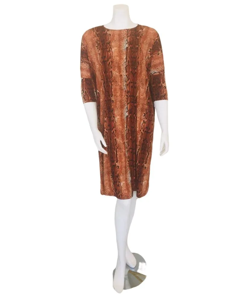 Jackie O`Loungewear Rust Snakeskin Print Swim Cover Up Dress