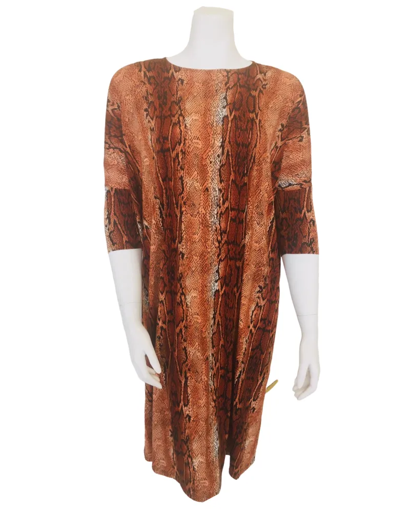 Jackie O`Loungewear Rust Snakeskin Print Swim Cover Up Dress