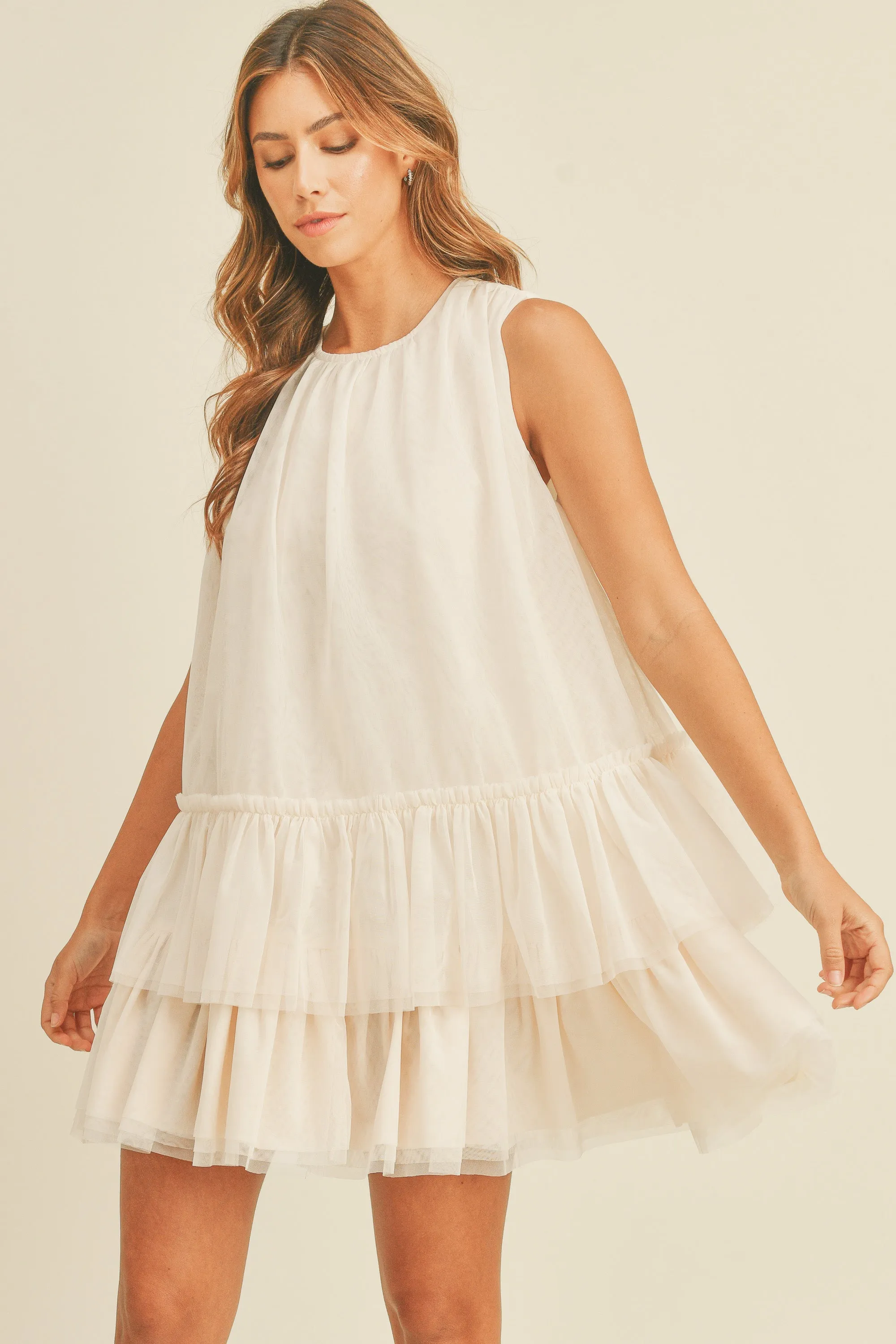 JAYJAY TULLE TIERED MINI DRESS