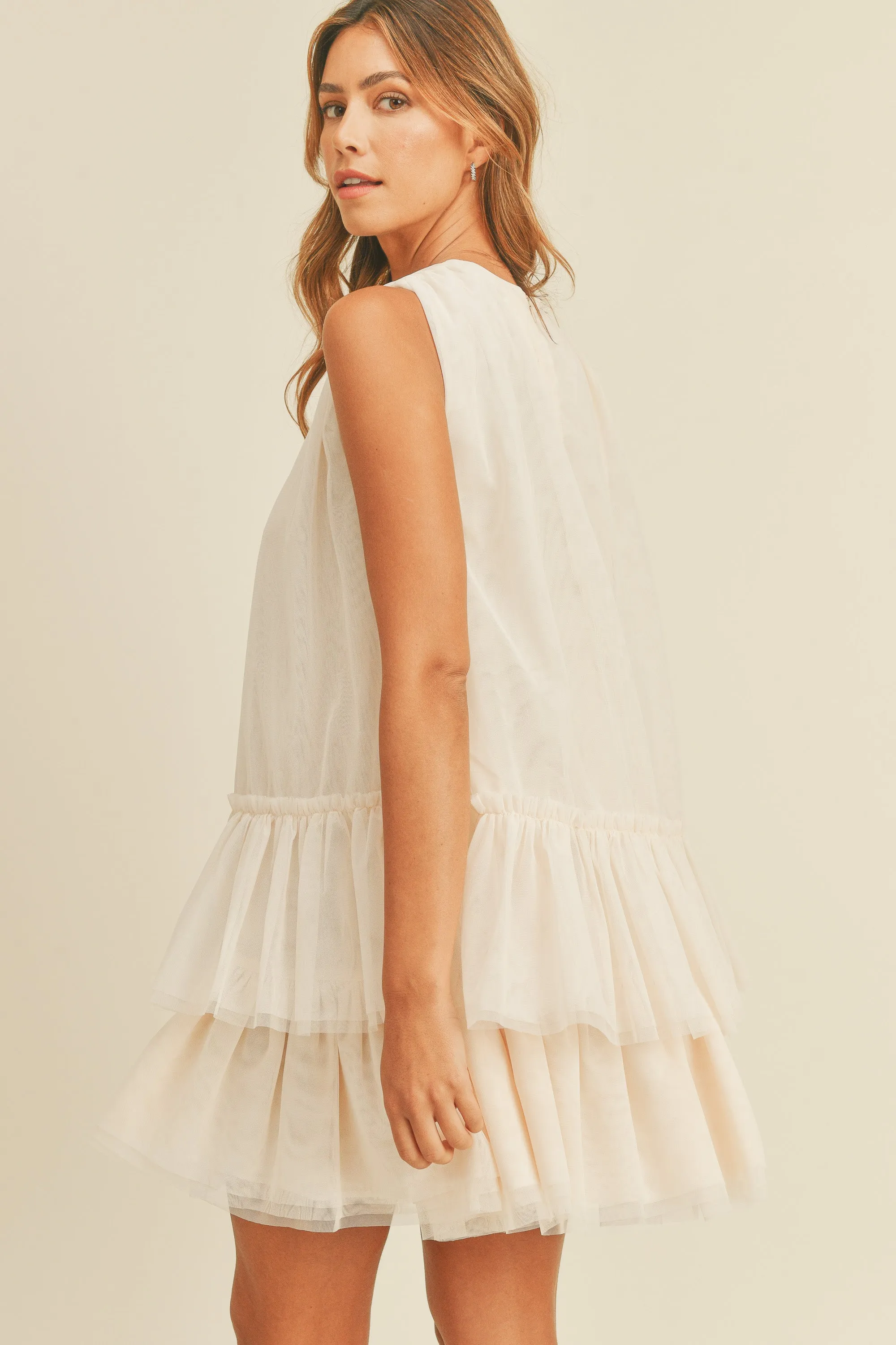 JAYJAY TULLE TIERED MINI DRESS