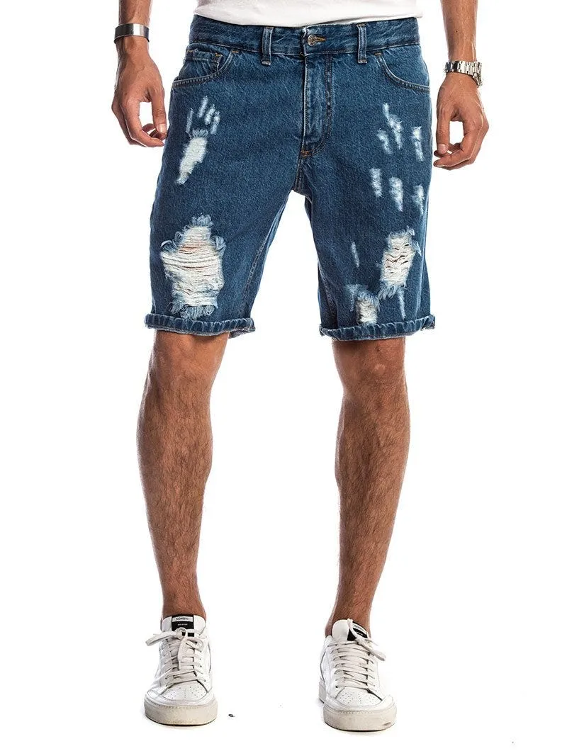 KAUI RIPPED SHORTS IN DARK BLUE