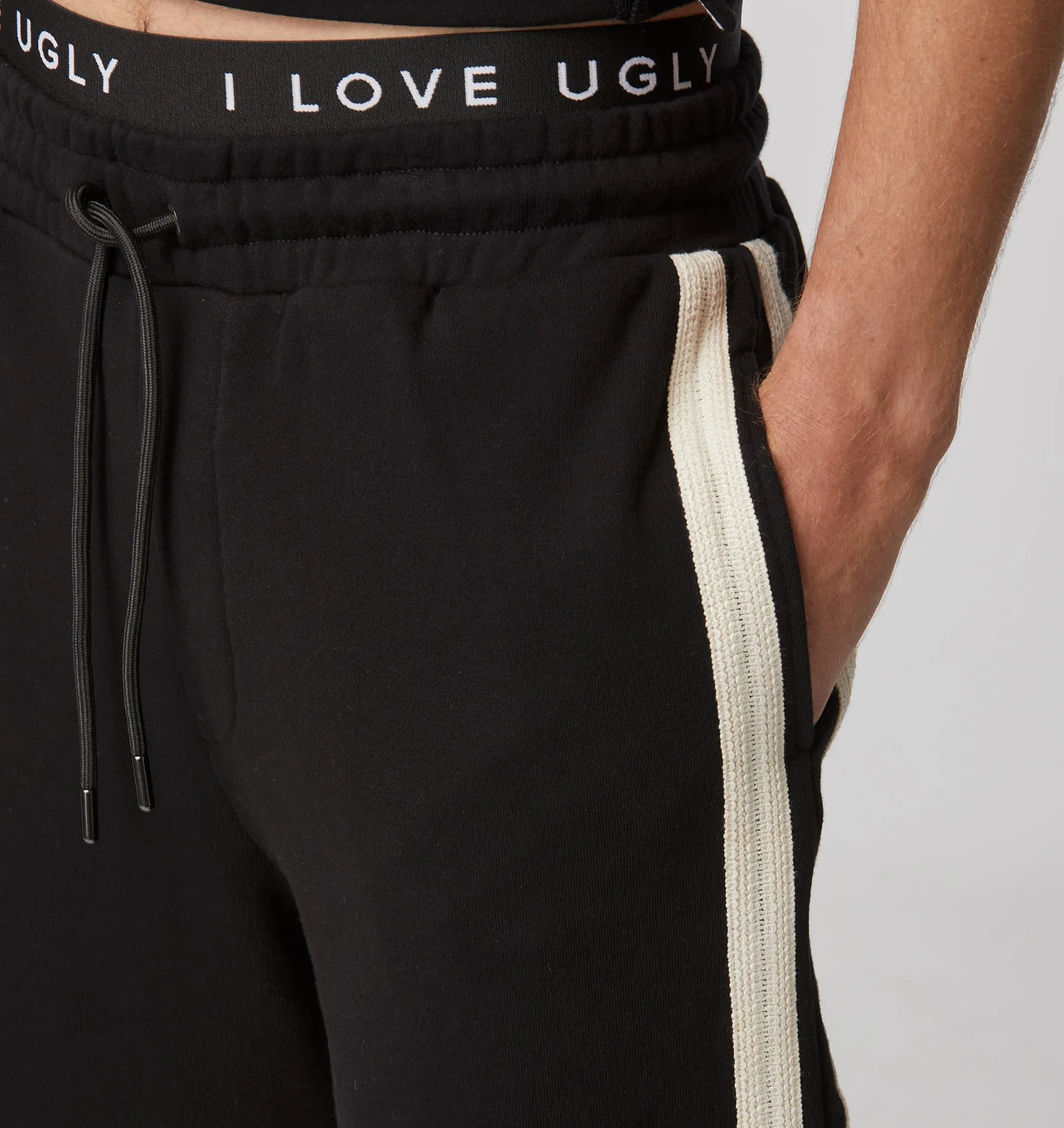 Lace Trim Trackie Short - Black