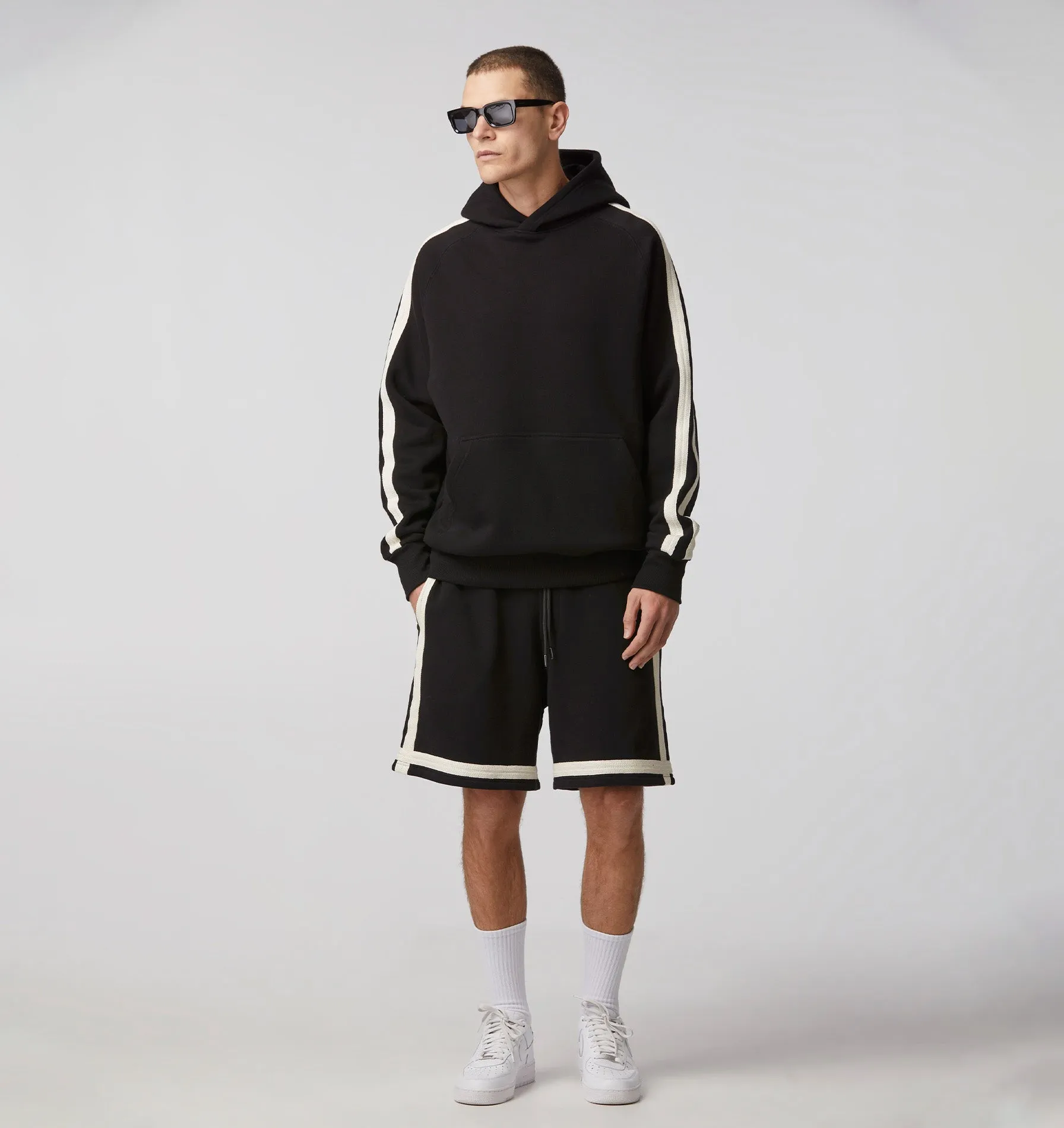 Lace Trim Trackie Short - Black