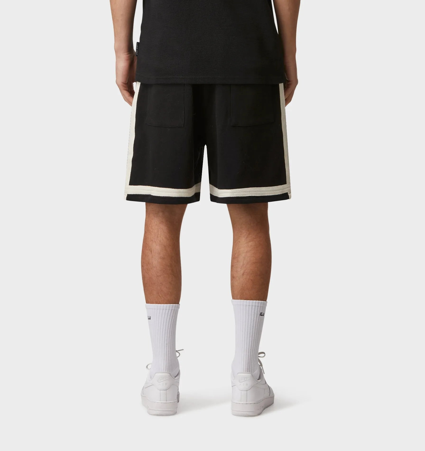 Lace Trim Trackie Short - Black