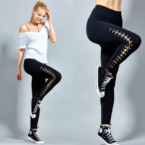 Lace Up High Waist Fitness Leggings