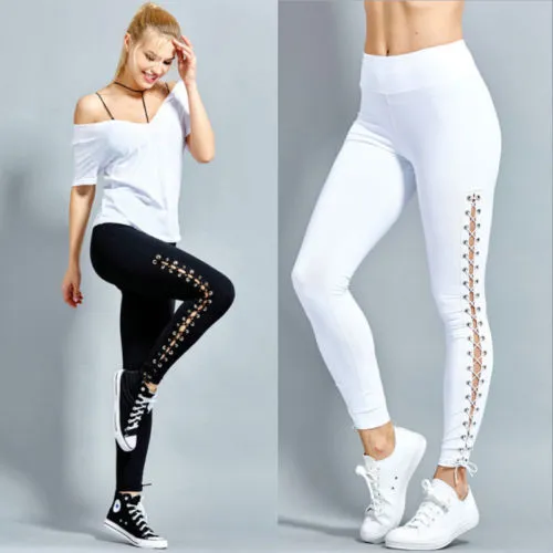 Lace Up High Waist Fitness Leggings
