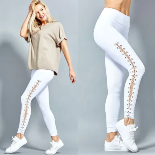 Lace Up High Waist Fitness Leggings