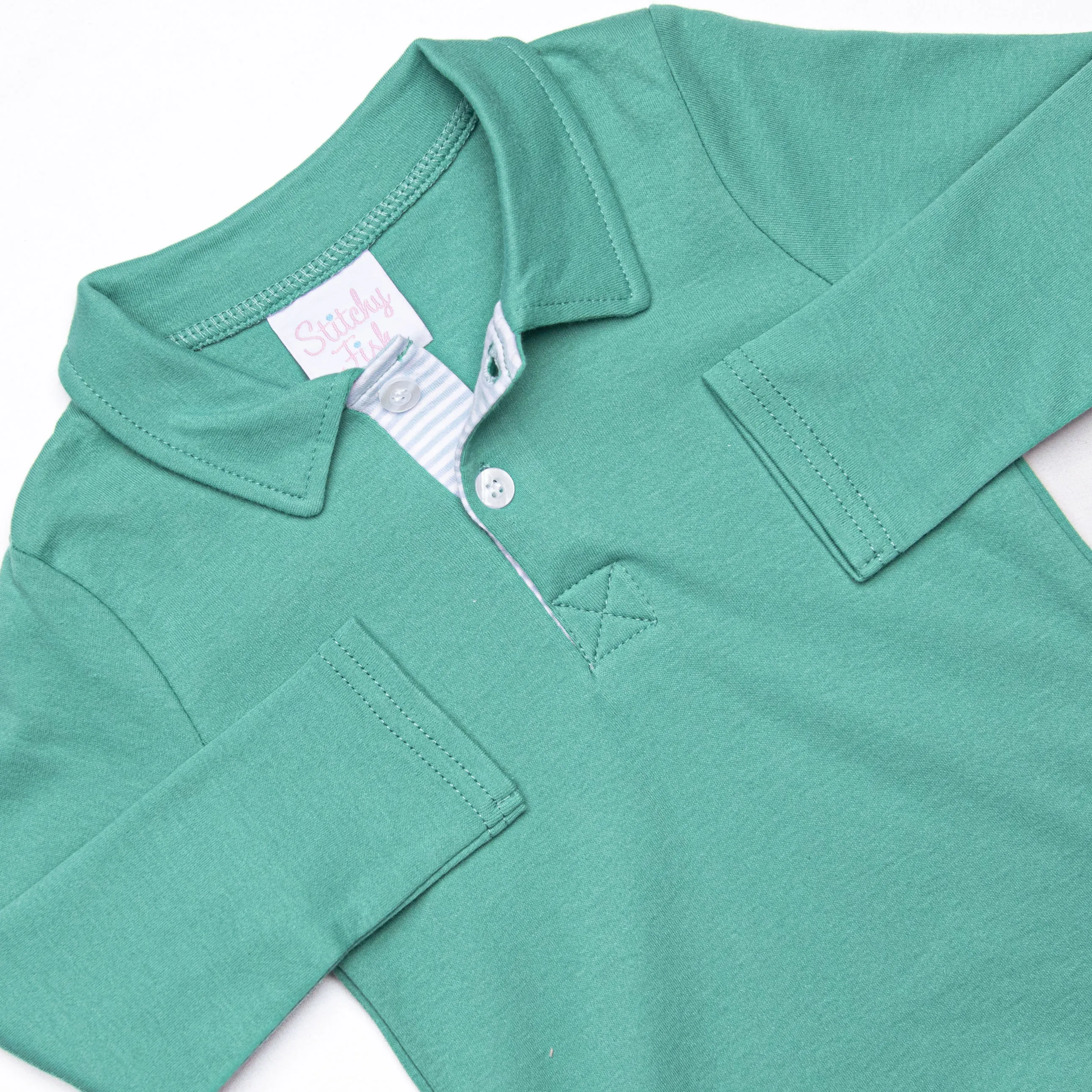 Levi Pant Set, Jade Green and Blue Stripe