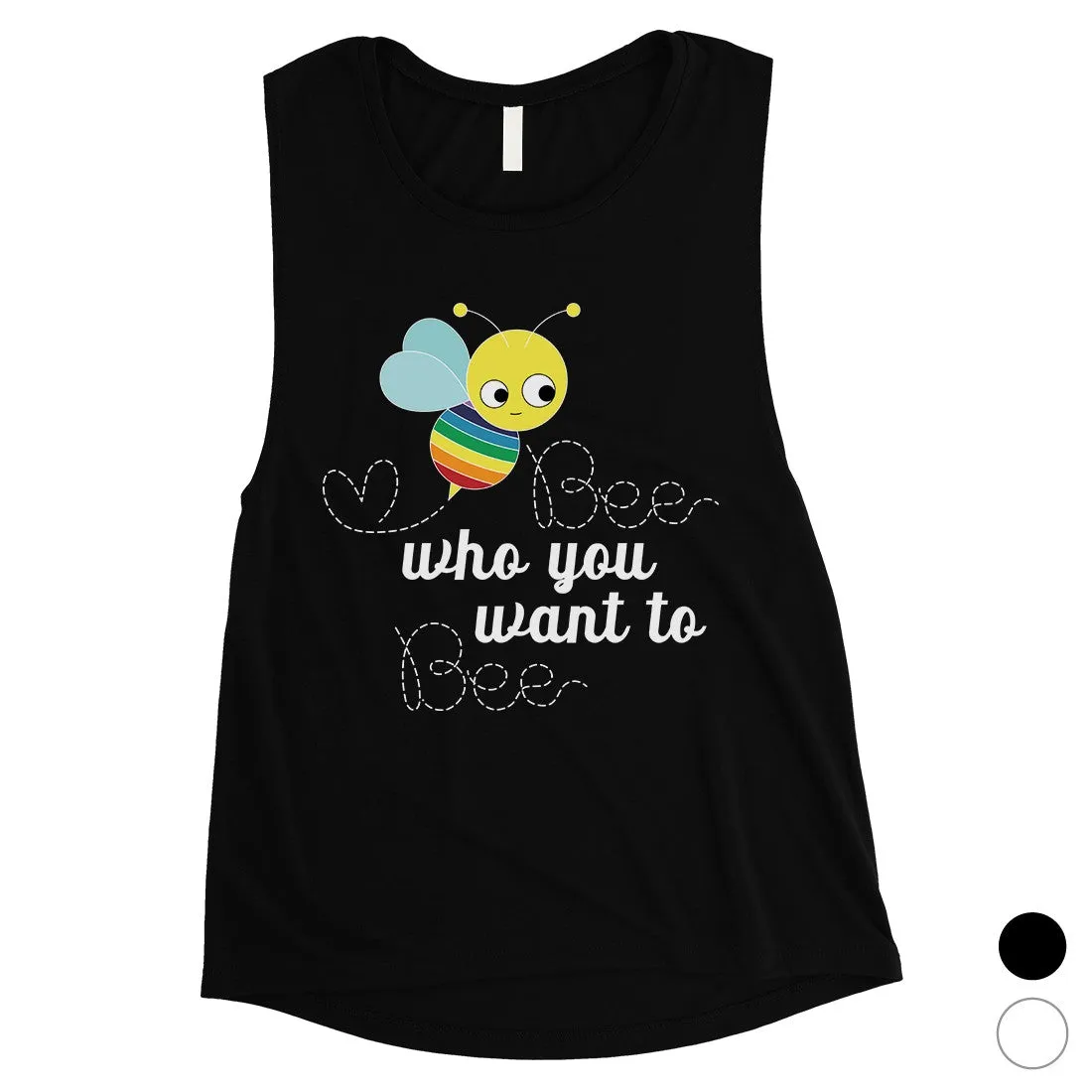 LGBT Bee Who Rainbow Womens Muscle Top