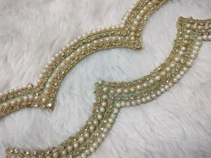 Light Green Fancy Pearl And Stone Embellished Trim