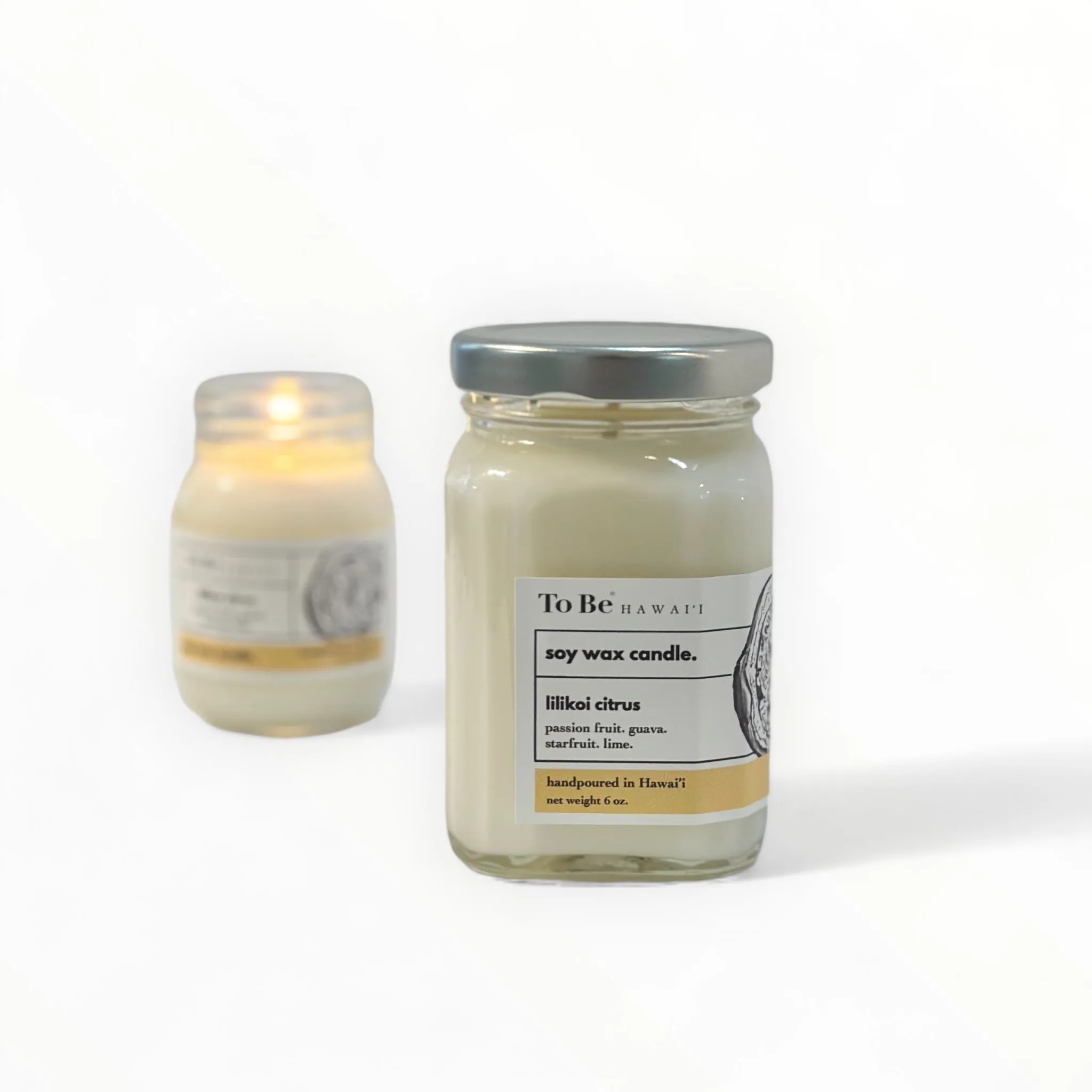 lilikoi citrus soy wax candle.
