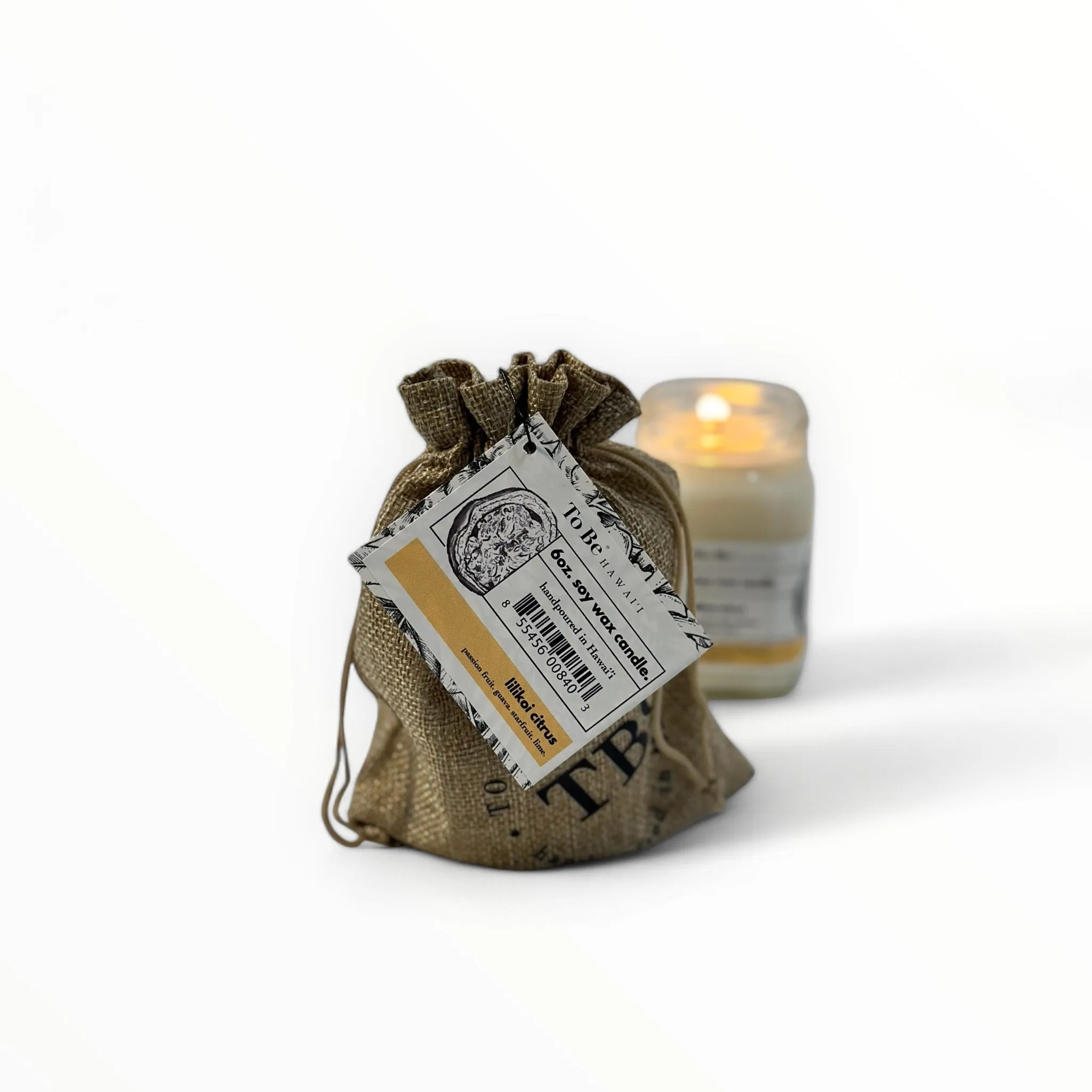 lilikoi citrus soy wax candle.