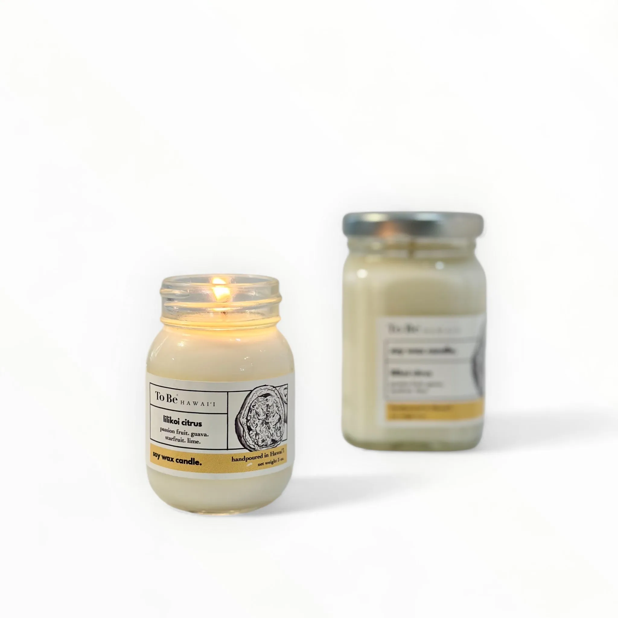 lilikoi citrus soy wax candle.