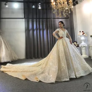Long Sleeves Beading Wedding Dress OS3916