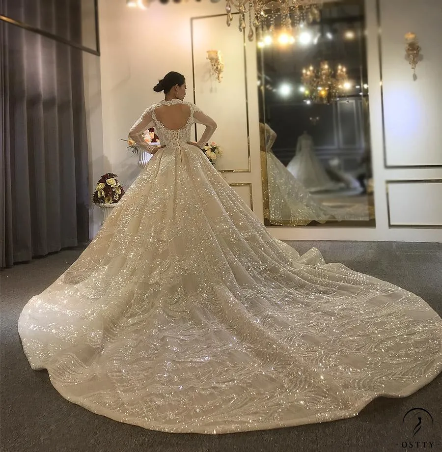 Long Sleeves Beading Wedding Dress OS3916