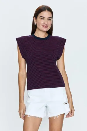Marina Wide Shoulder Muscle Tee | Mariners Stripe