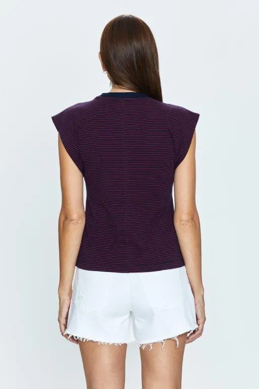 Marina Wide Shoulder Muscle Tee | Mariners Stripe
