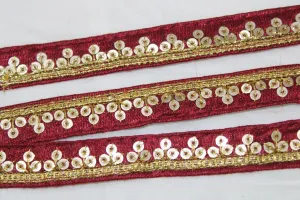 Maroon Sequins Work Embroidered Border