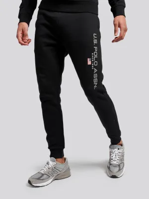 Mens Block Flag Graphic Joggers in Black