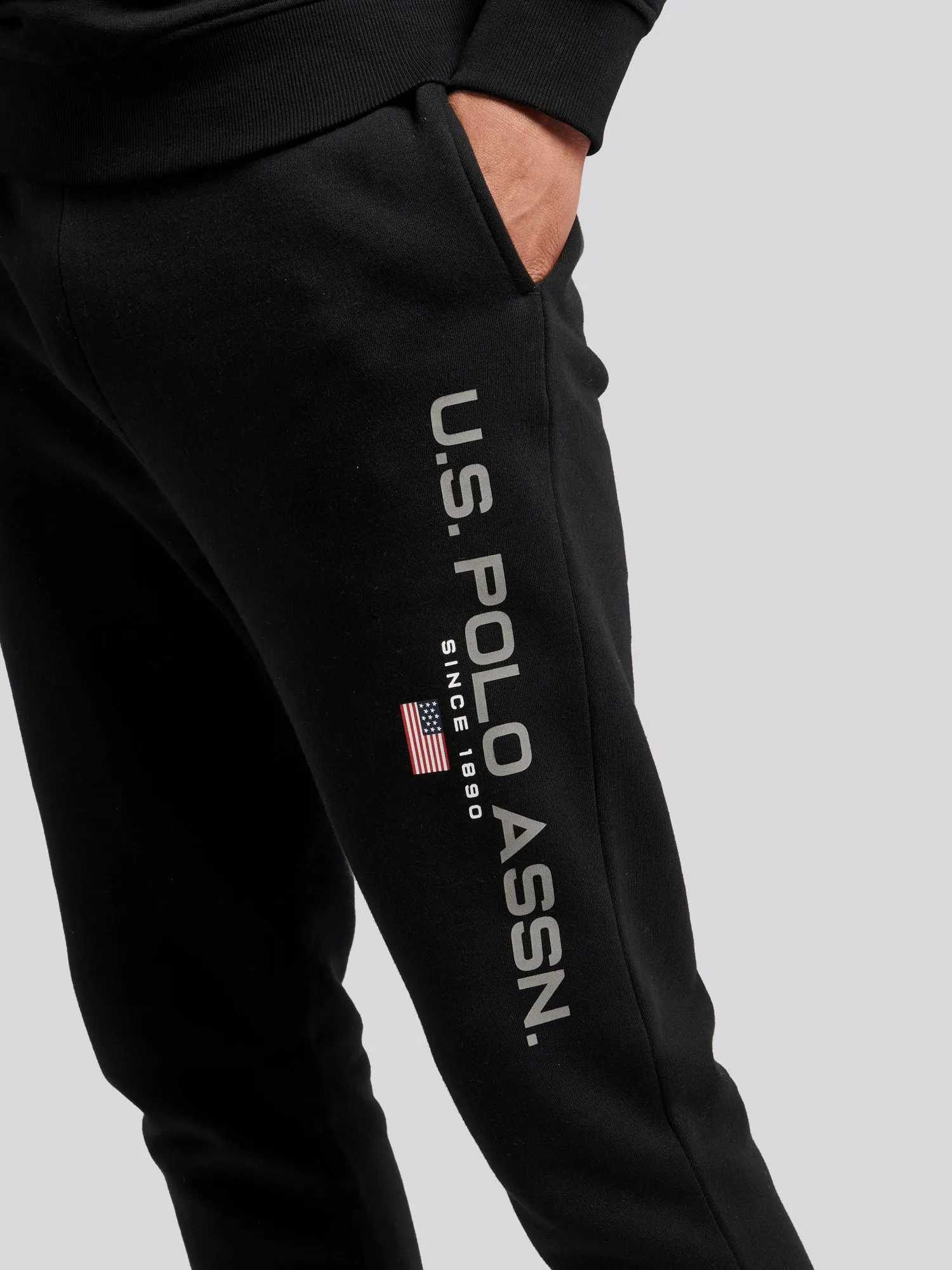 Mens Block Flag Graphic Joggers in Black
