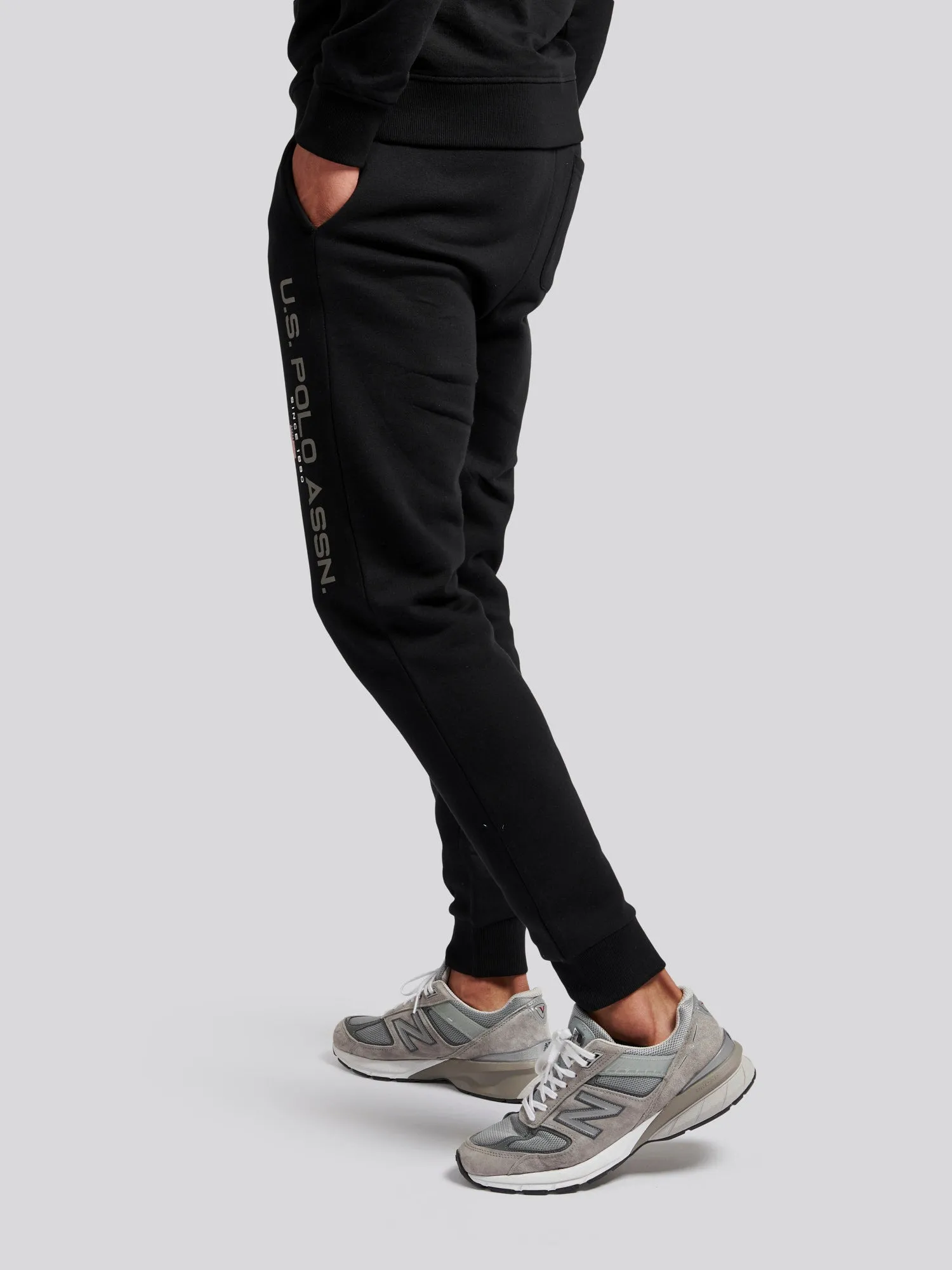 Mens Block Flag Graphic Joggers in Black