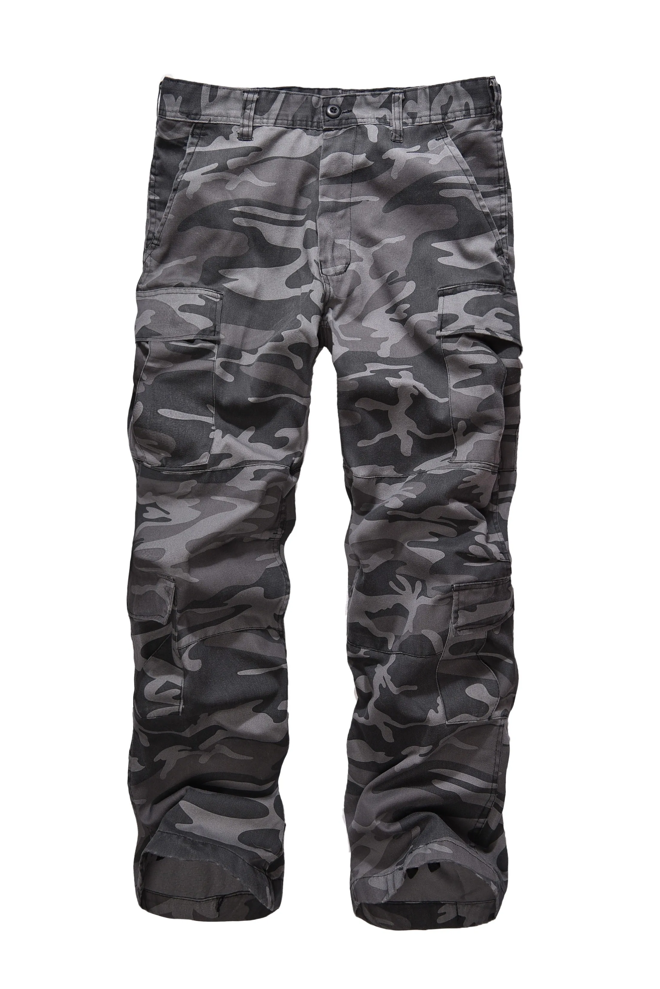 Mens Casual Paratrooper Camouflage Cargo Pants - Stone Washed