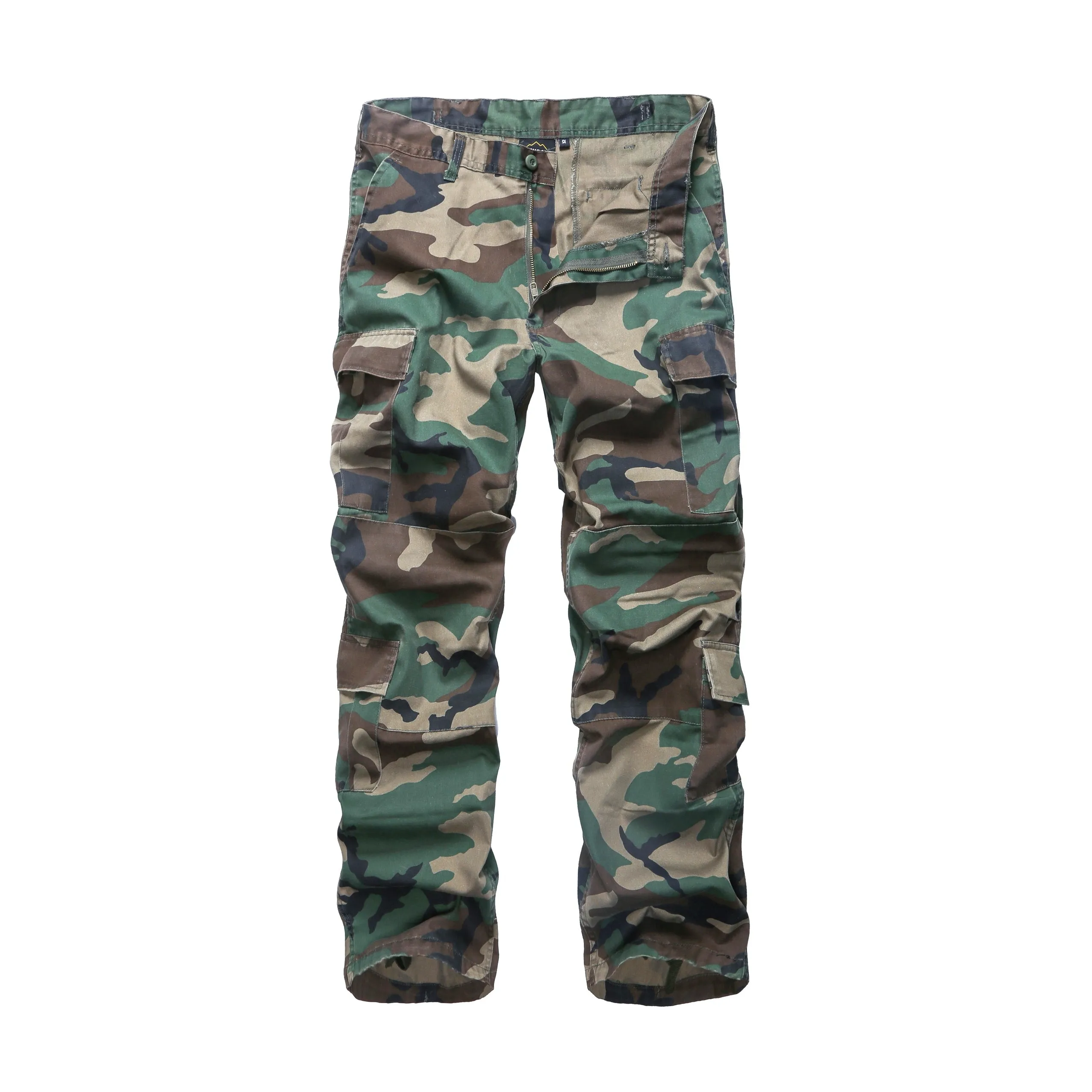 Mens Casual Paratrooper Camouflage Cargo Pants - Stone Washed