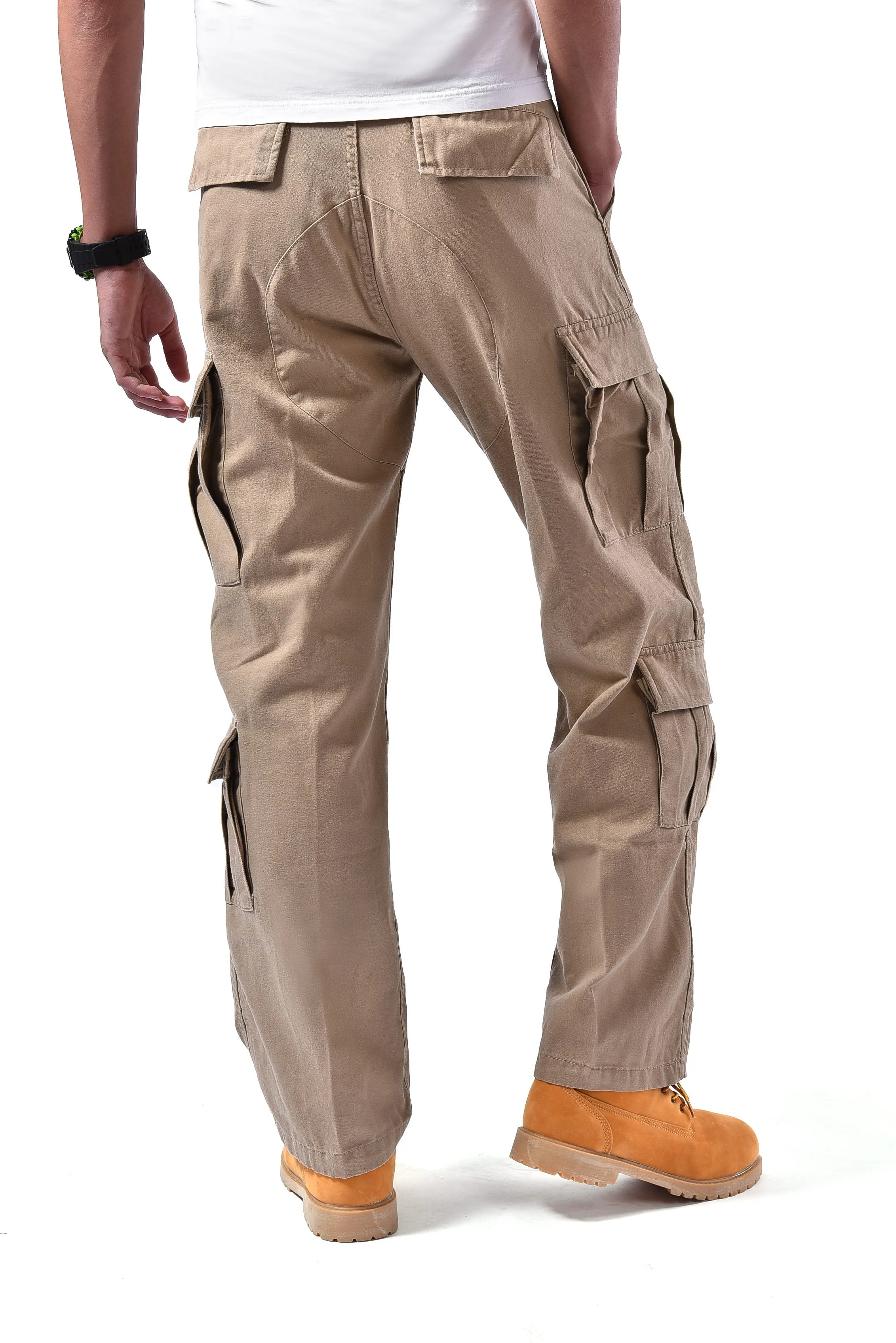 Mens Casual Paratrooper Camouflage Cargo Pants - Stone Washed
