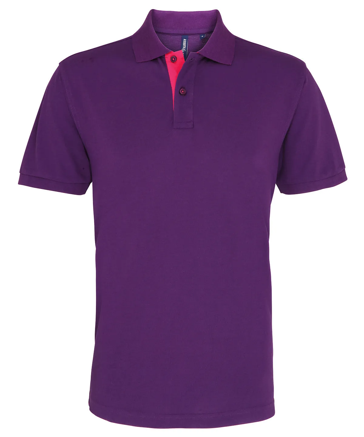 Mens classic fit contrast polo | Purple/Pink