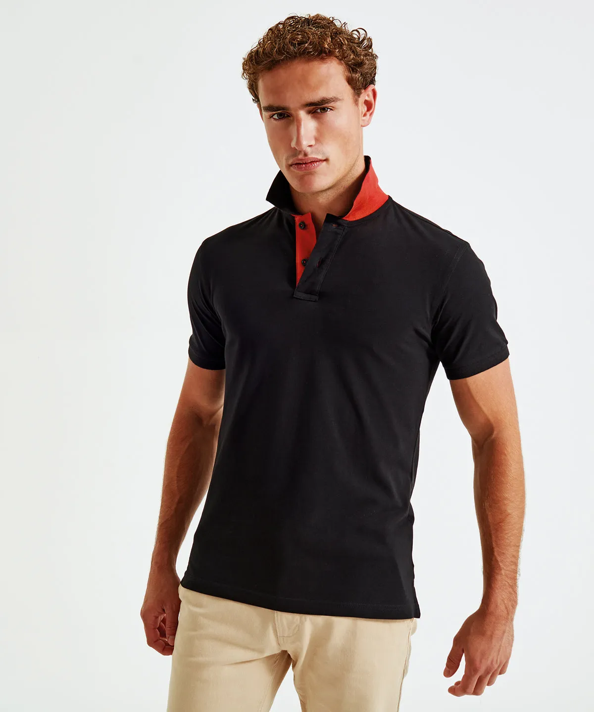 Mens classic fit contrast polo | Purple/Pink