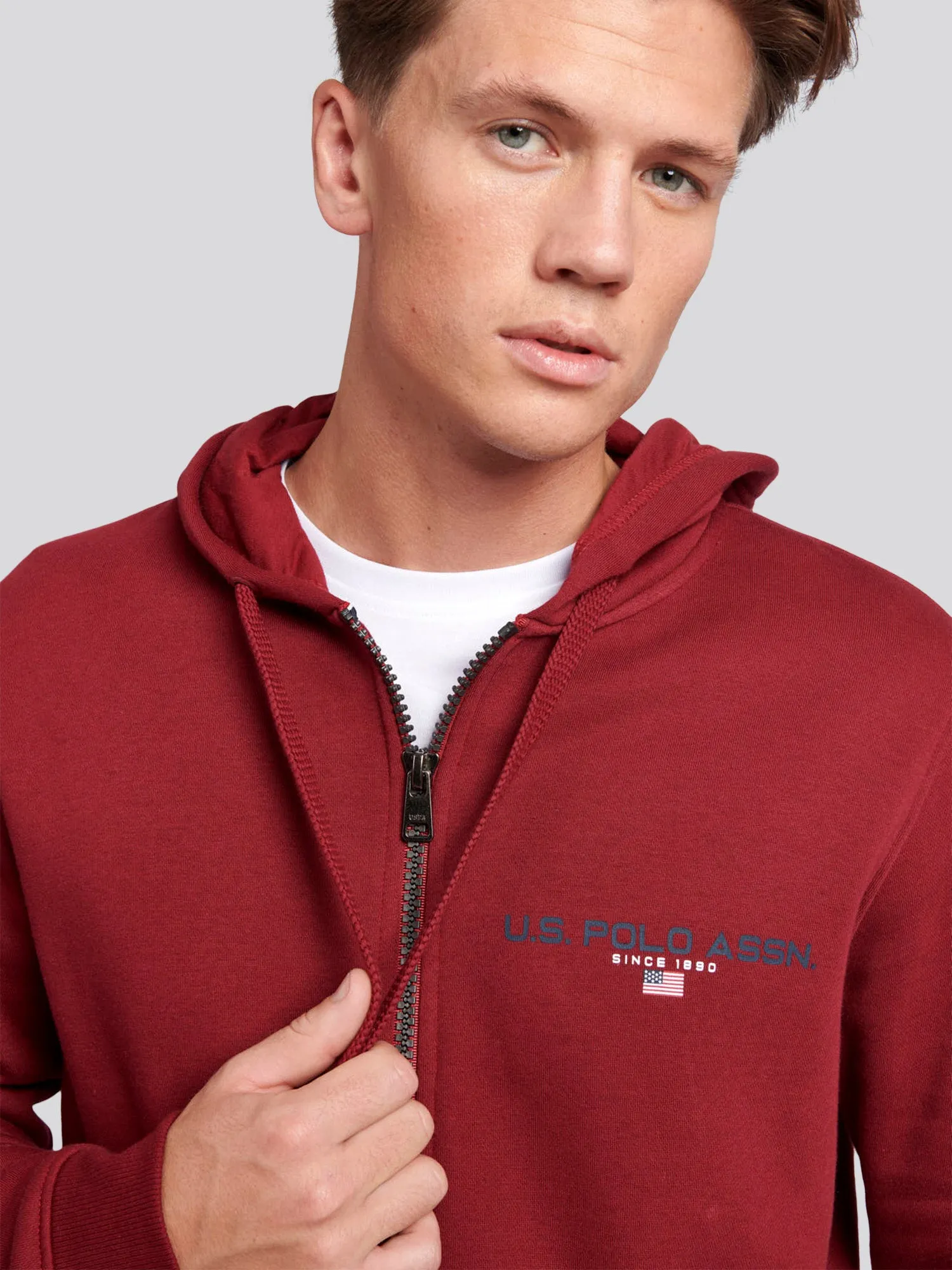 Mens Sport Zip-Through Hoodie in Biking Red