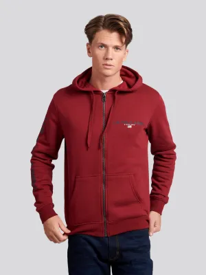 Mens Sport Zip-Through Hoodie in Biking Red