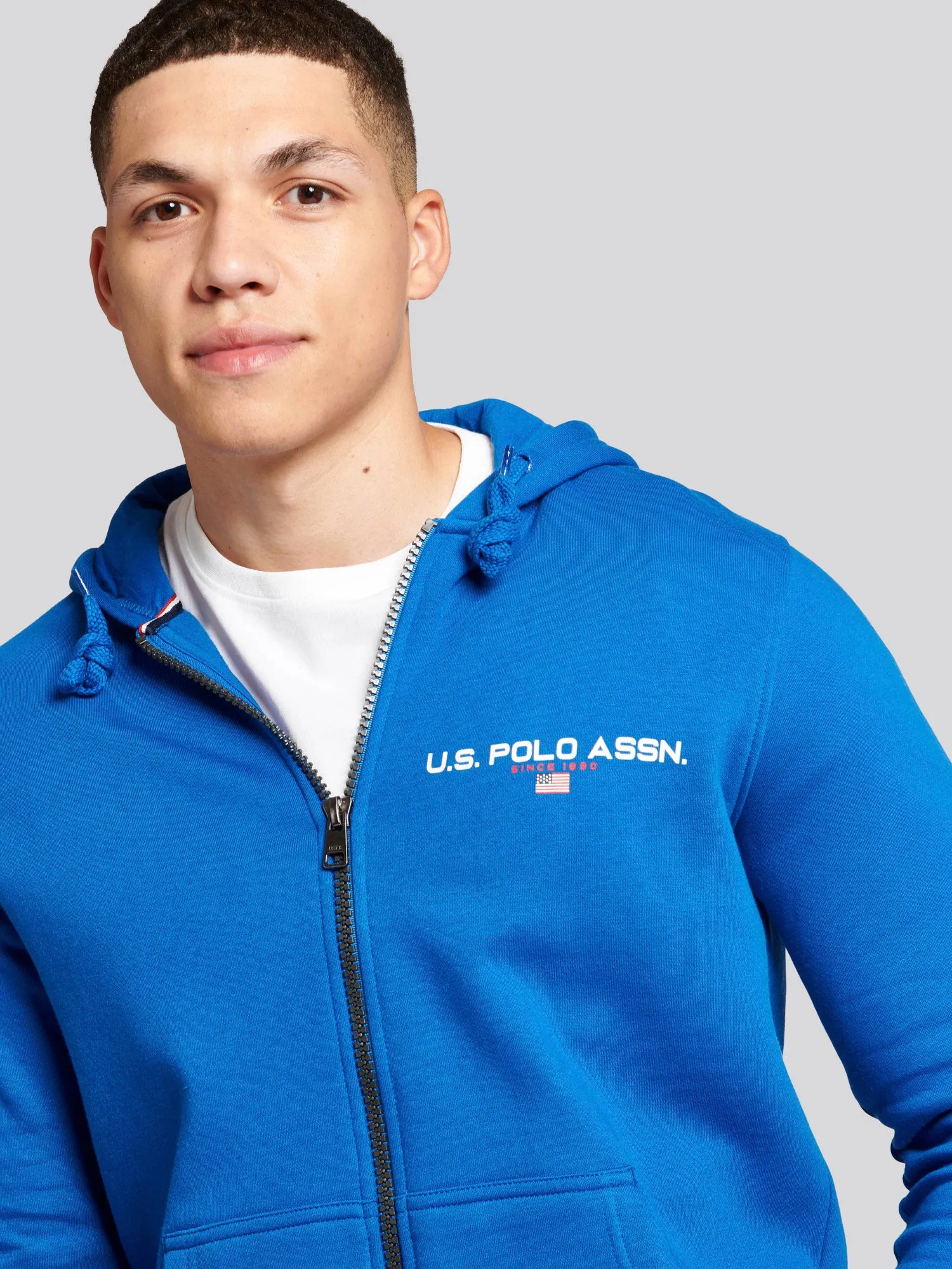Mens Sport Zip-Through Hoodie in Classic Blue