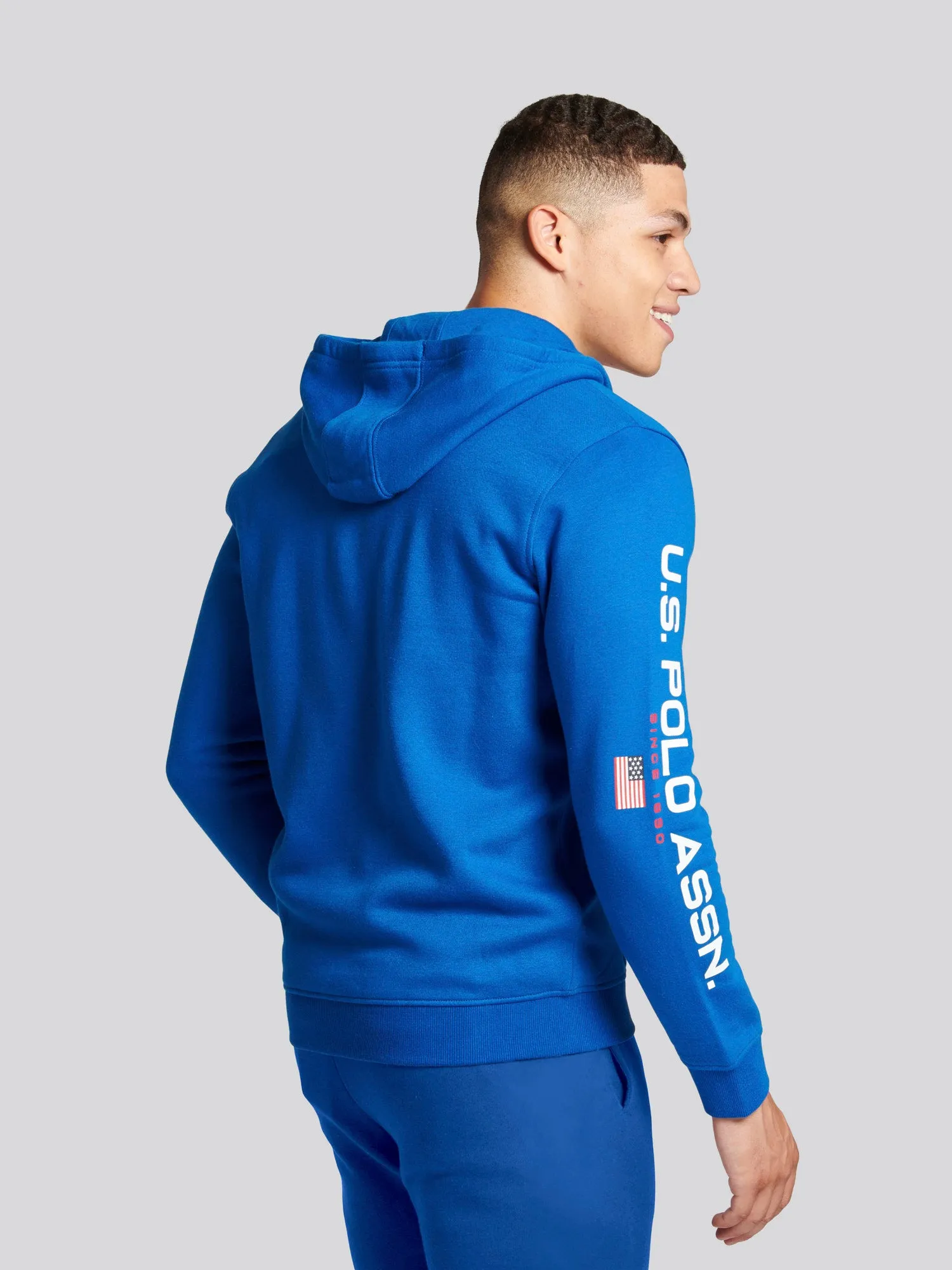 Mens Sport Zip-Through Hoodie in Classic Blue