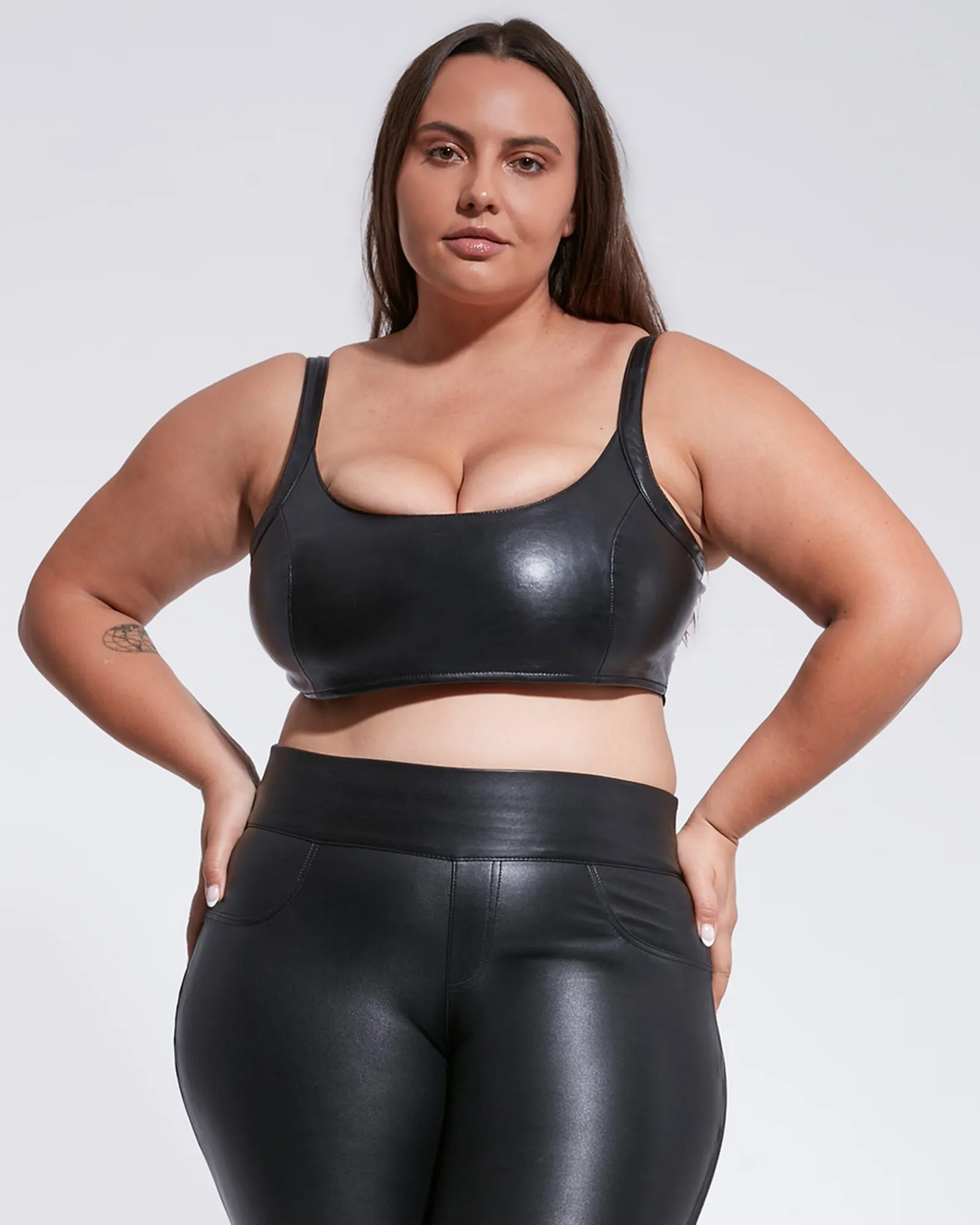 MERCURY RECYCLED LEATHER BRALETTE | Black