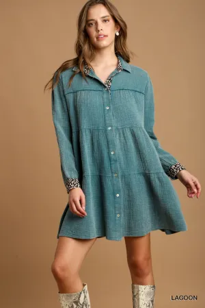 Mineral Wash Cotton Gauze Tiered Dress